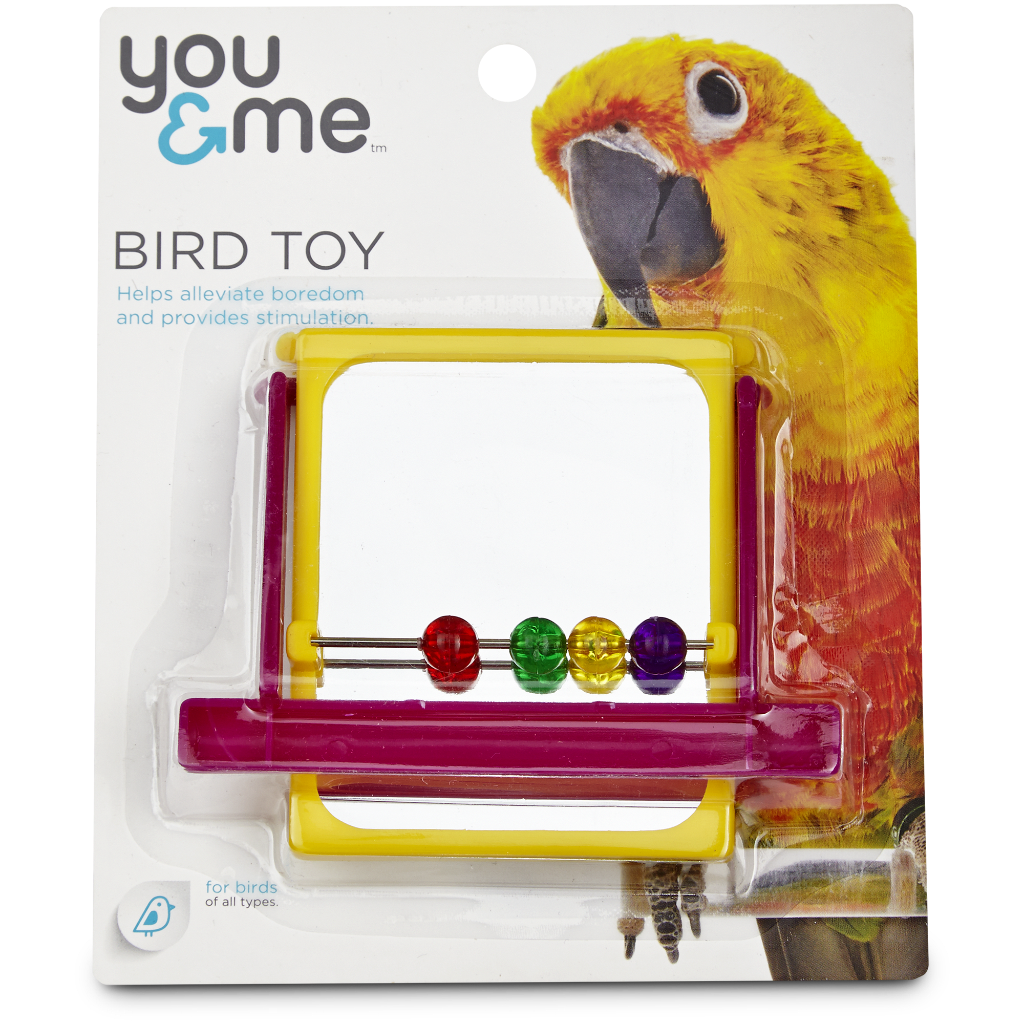 Autone Funny Mini Bird Mirror Toys with Bell Stand Mirror Parrots Hanging Play Toys,1PC Color Random