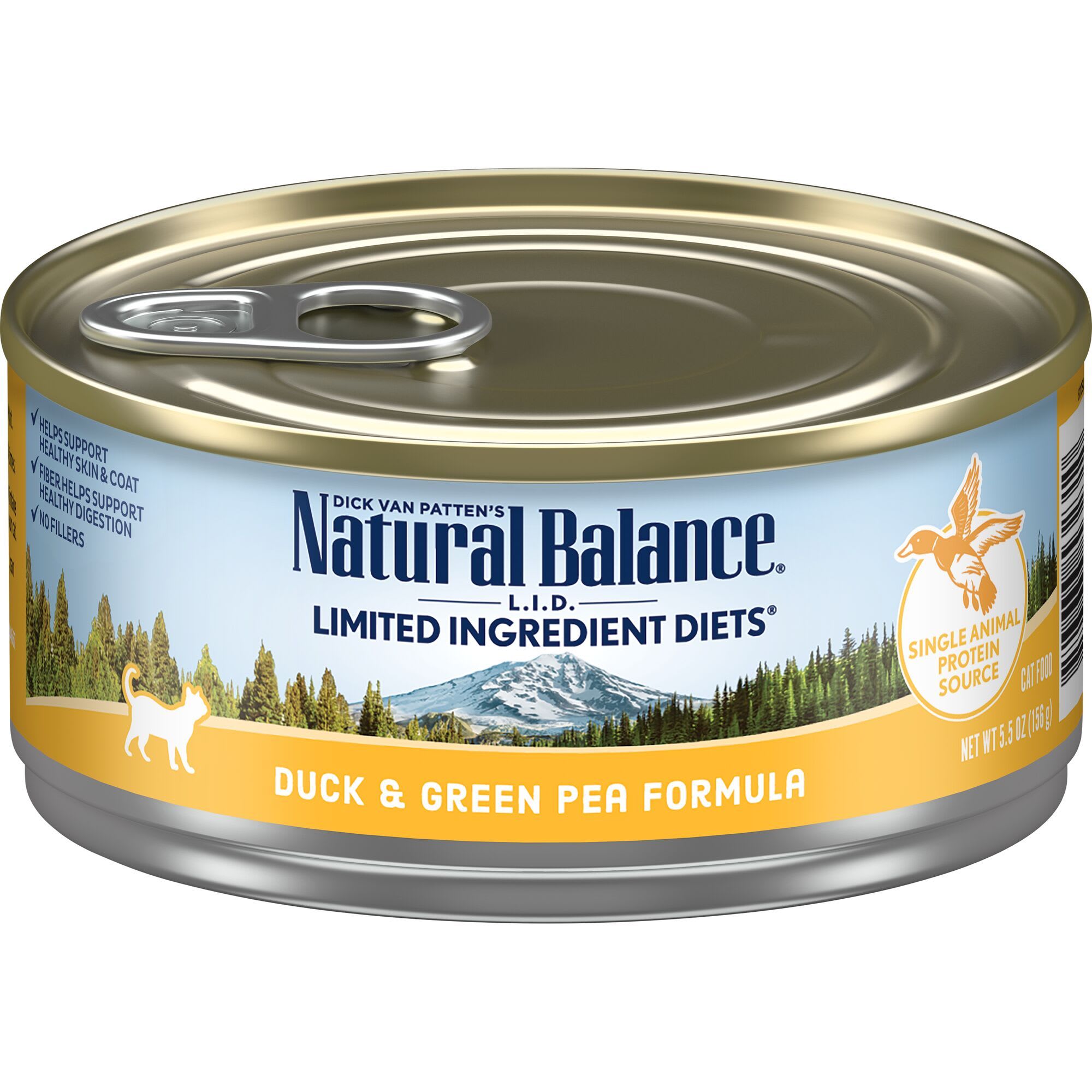 Natural Balance Limited Ingredient Adult Grain Free Wet Canned Cat Food Duck Green Pea Recipe 5.5 oz. Case of 24