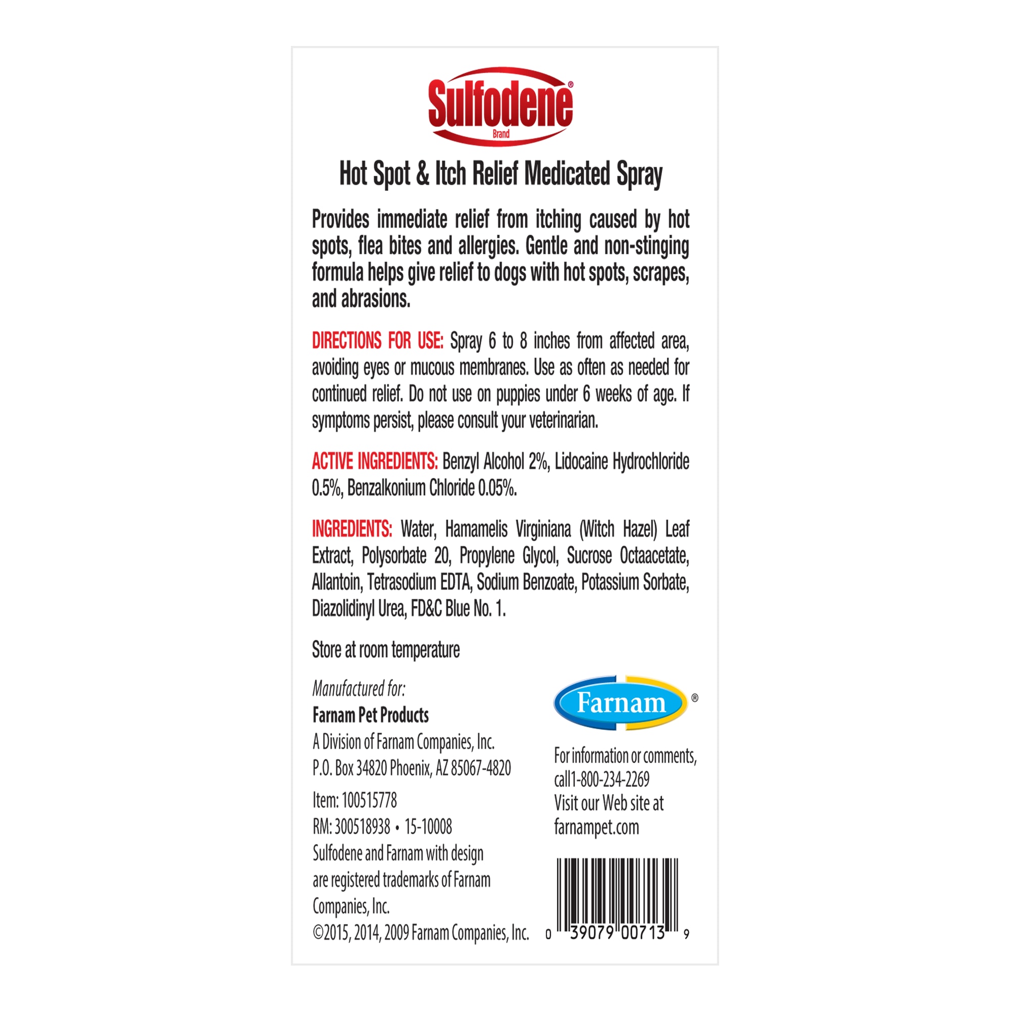 Sulfodene Hot Spot Itch Relief Dog Spray 8 fl. Oz