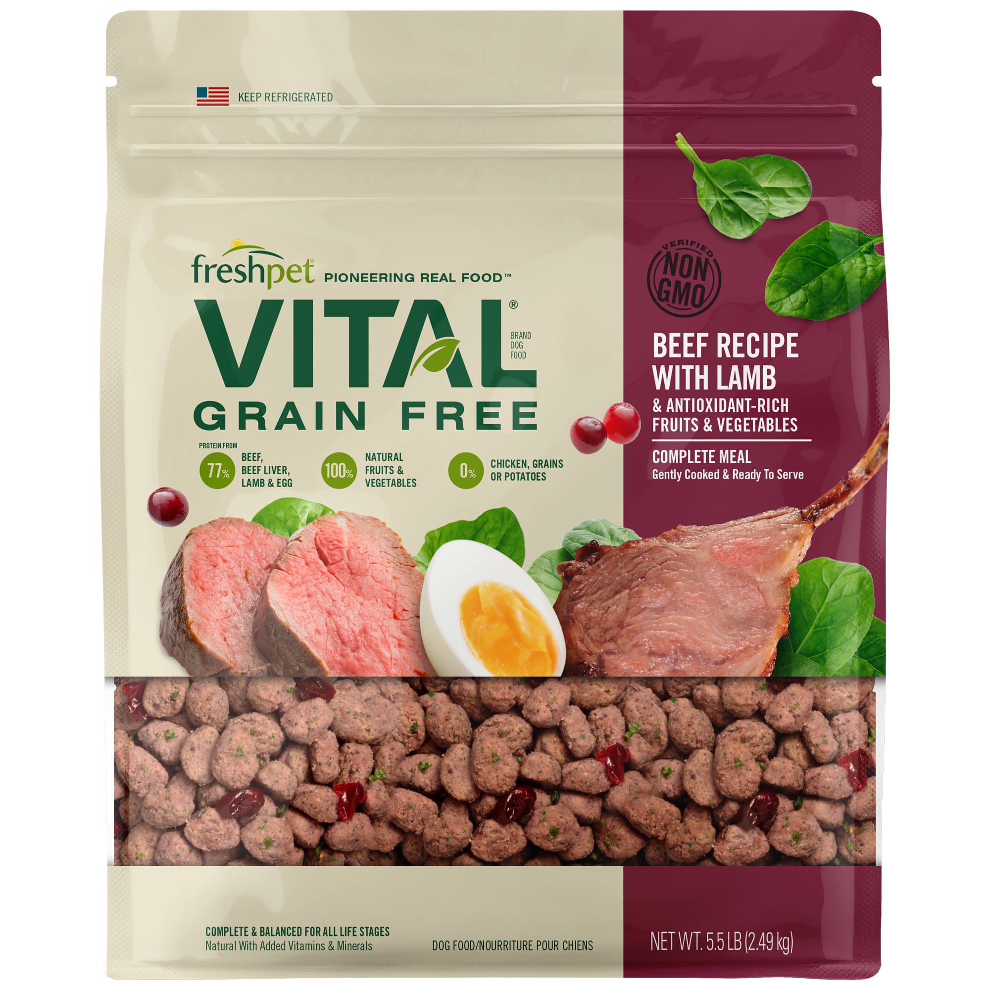 Freshpet Vital Beef & Lamb GrainFree Dog Food 5.5 lbs