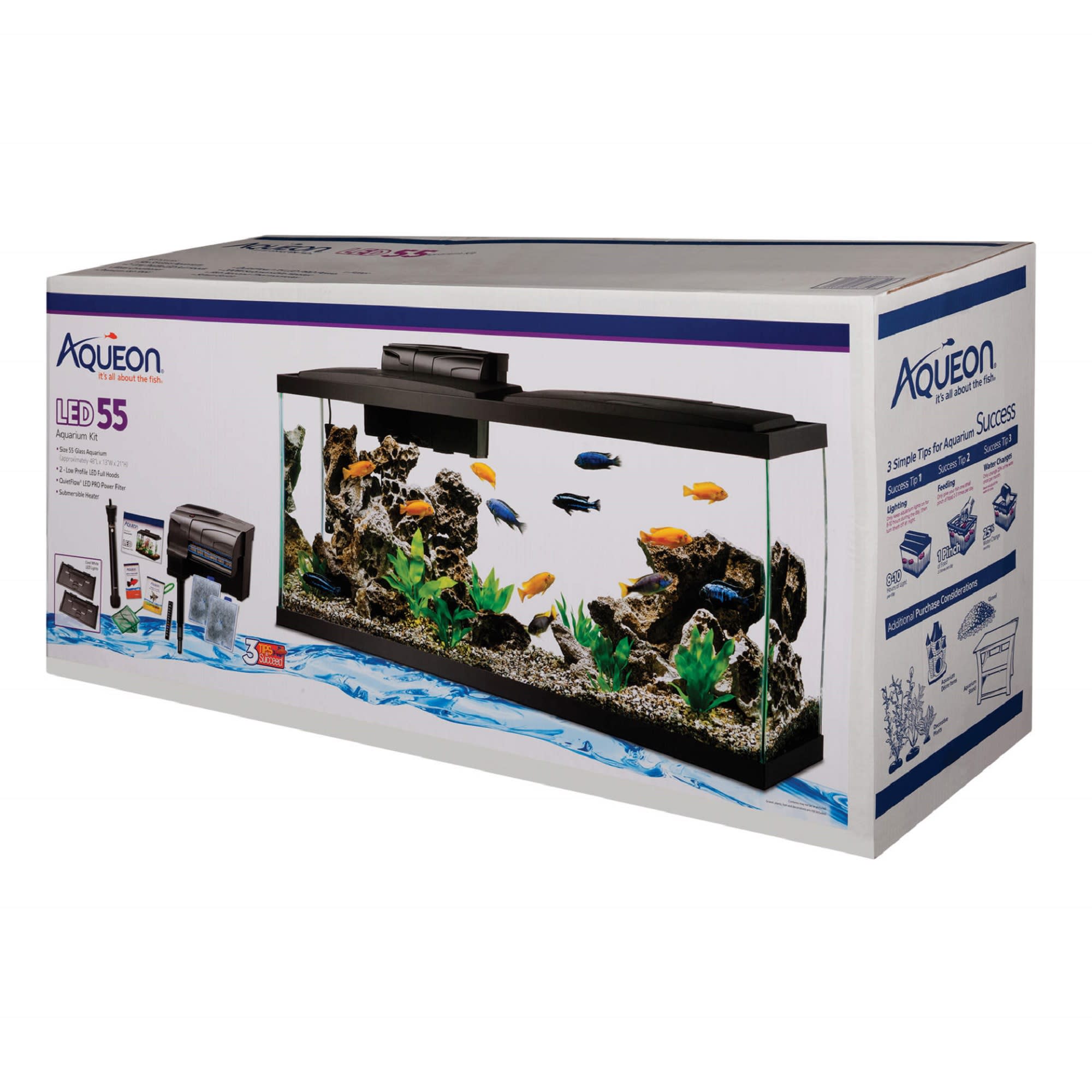 Aqueon 55 Gallon LED Aquarium Starter Kit Essentials