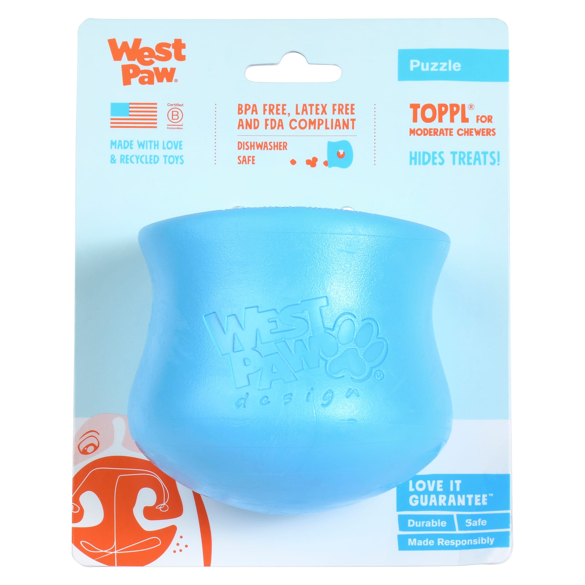 Toppl Treat-Dispensing Dog Toy l West Paw Design - Olive