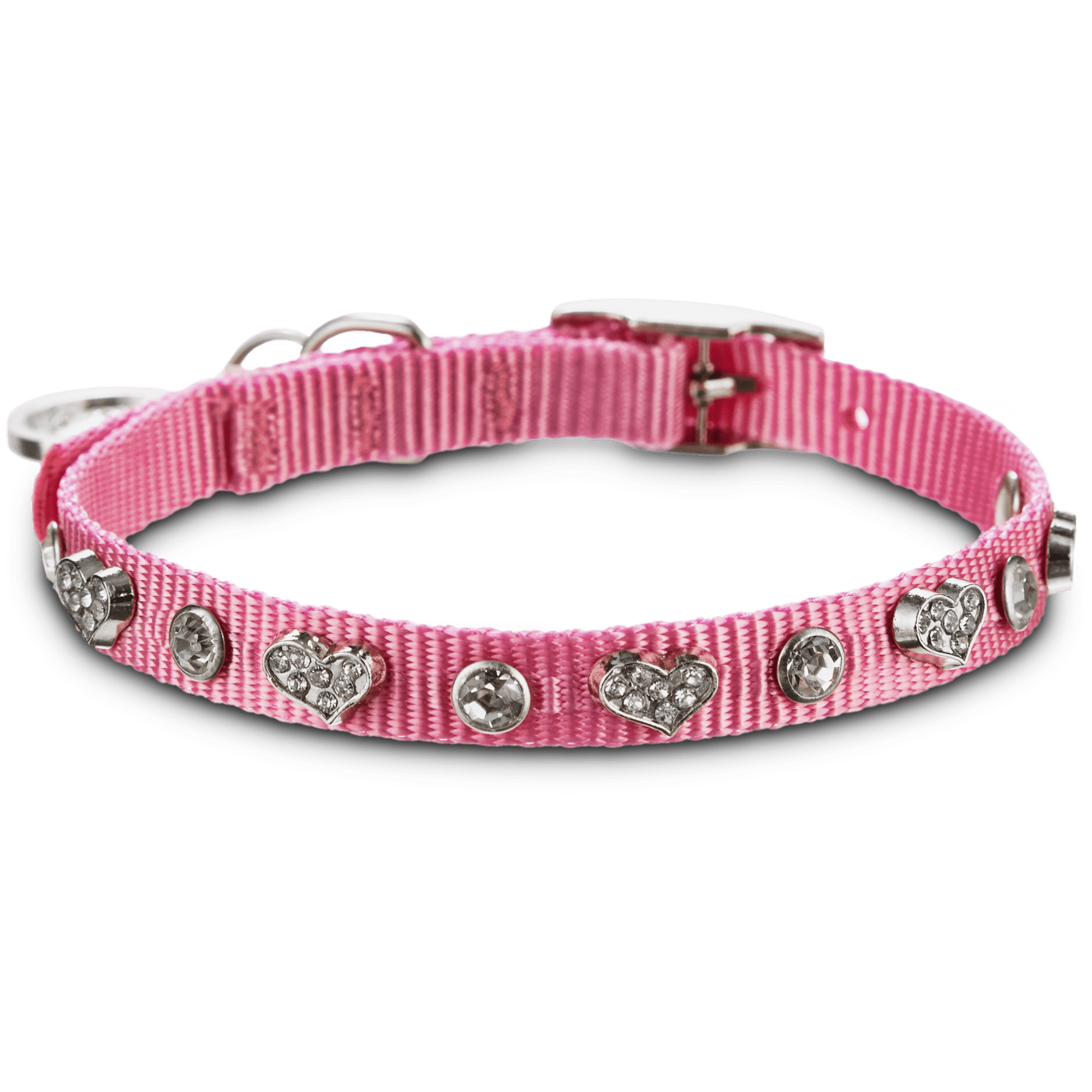 YOULY Pink Heart Bling Dog Collar, XX-Small