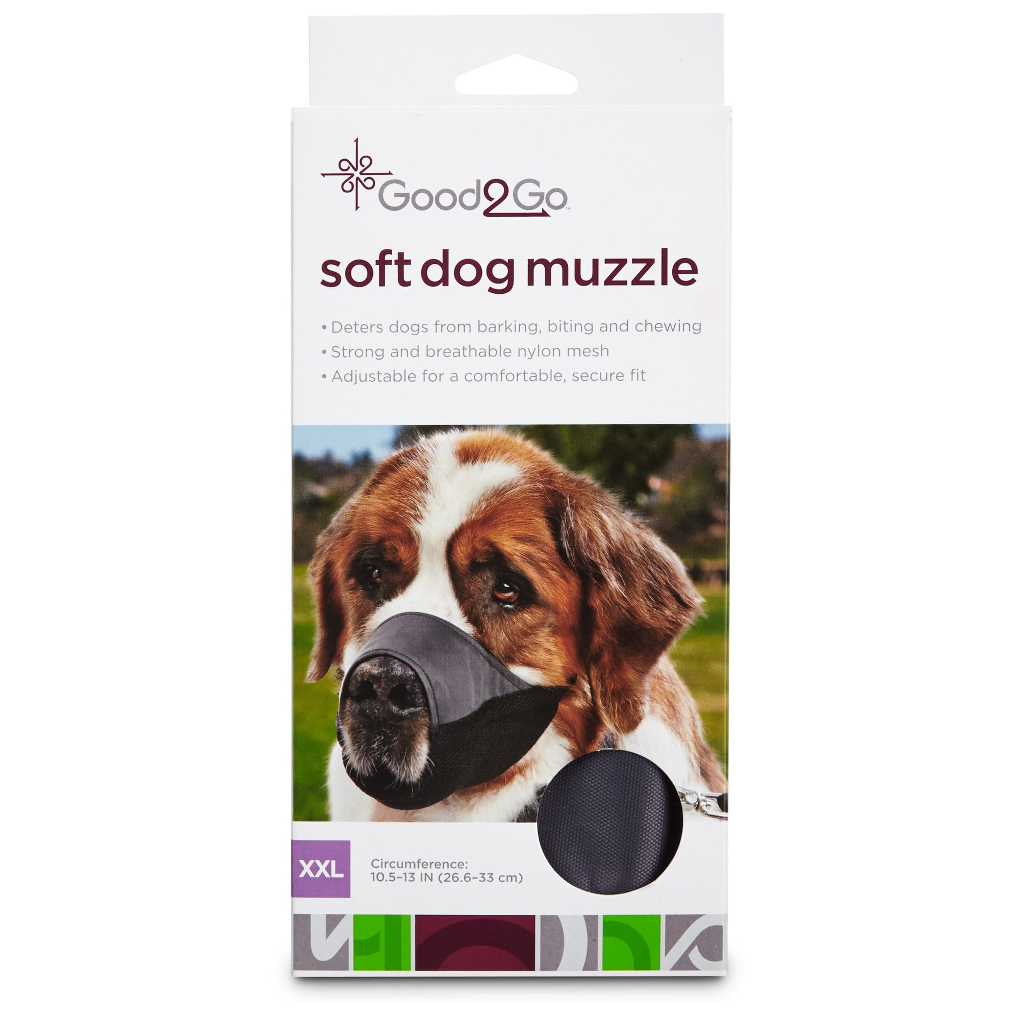 ASAB Dog Muzzle Prevent Biting Barking Chewing with Adjustable Loop Breathable Mesh Soft Fabric Nylon Black Small