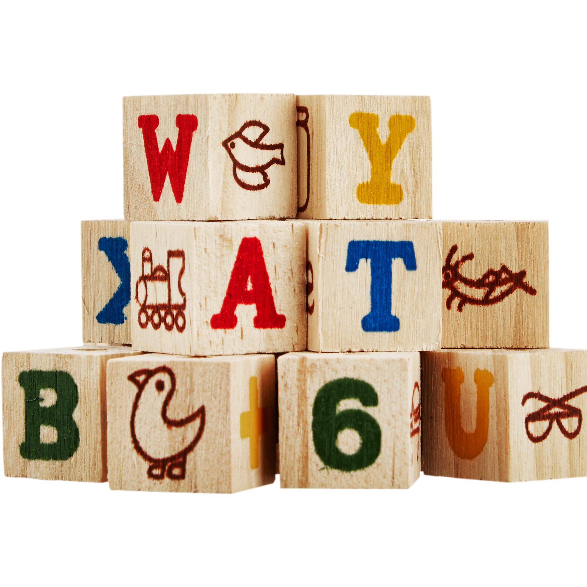 Wooden Childrens Toy Alphabet Blocks Set Stock Illustration