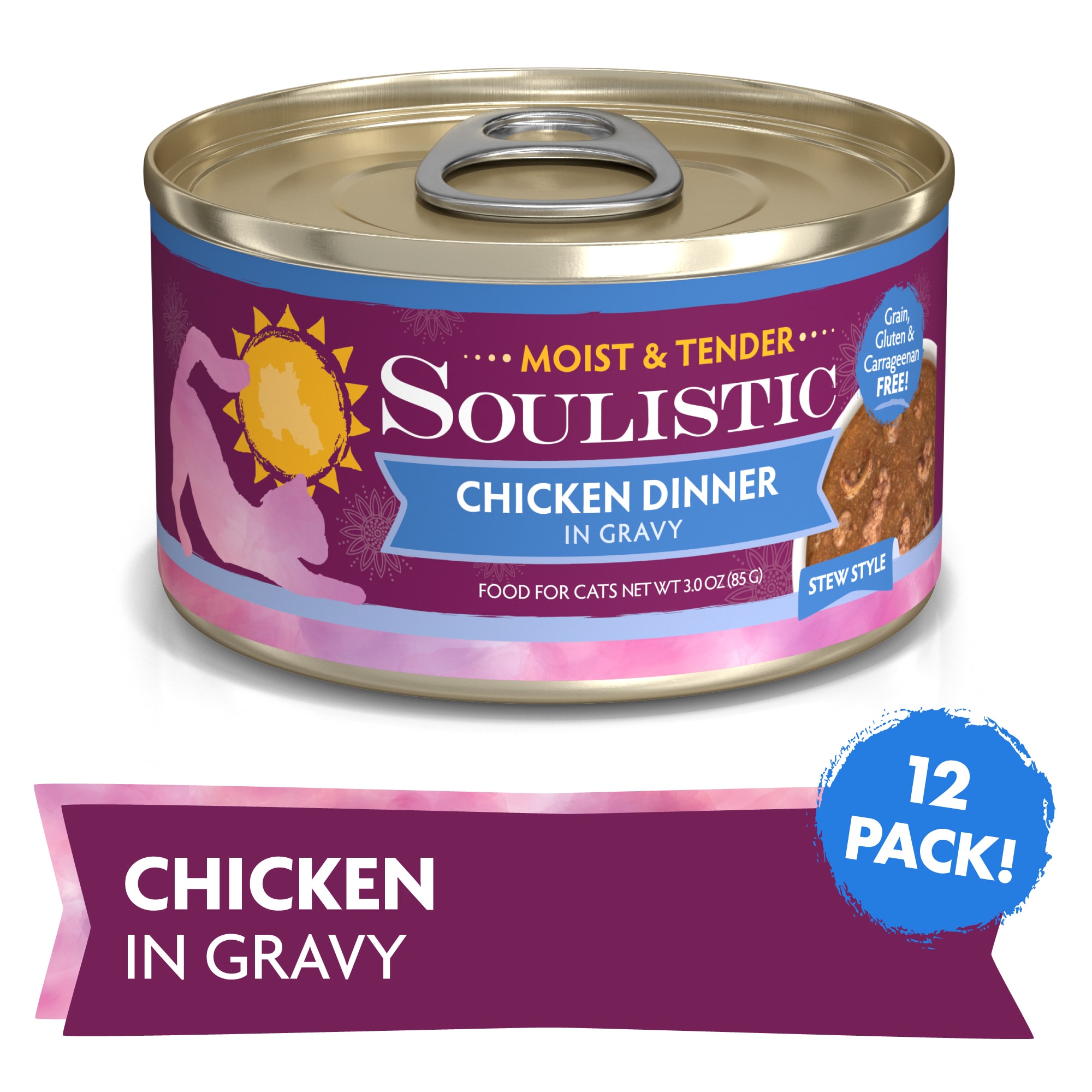 Soulistic Moist Tender Chicken Dinner in Gravy Wet Cat Food 5.5 oz. Case of 8