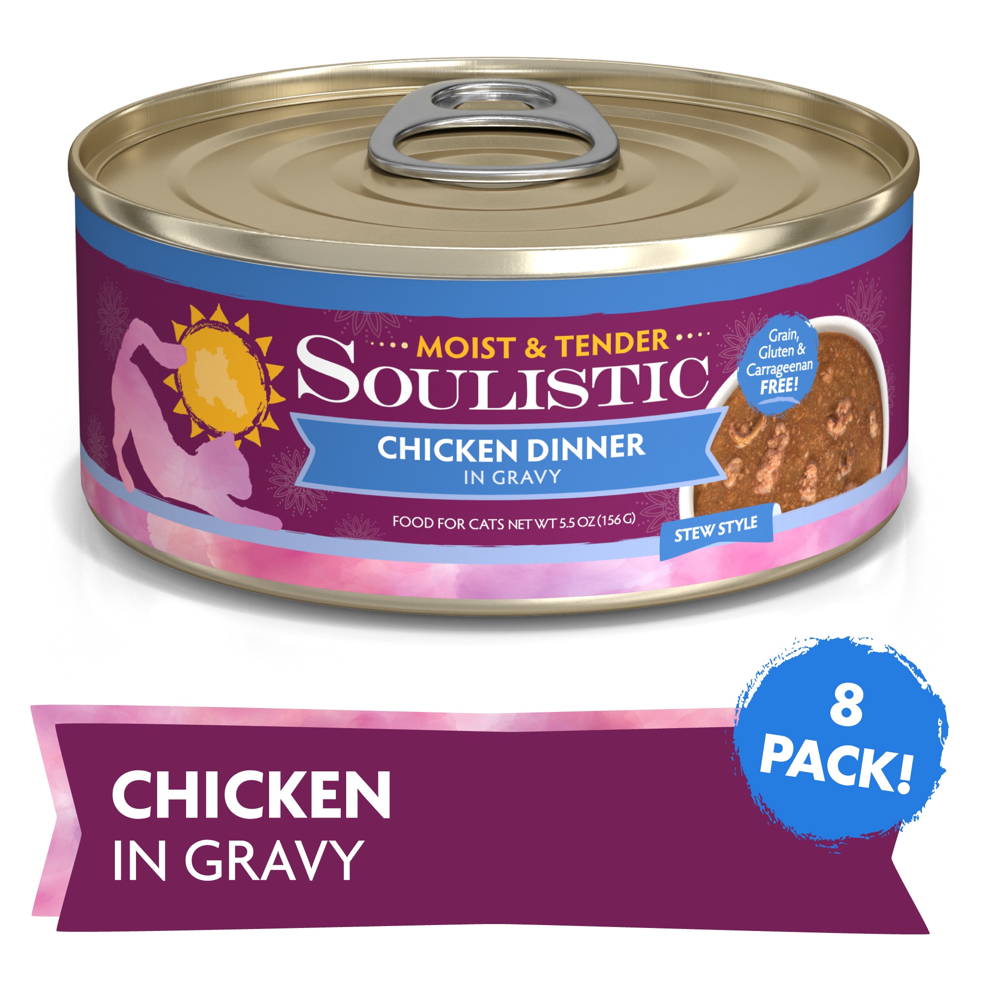 Soulistic Moist Tender Chicken Dinner in Gravy Wet Cat Food 3 oz. Case of 12