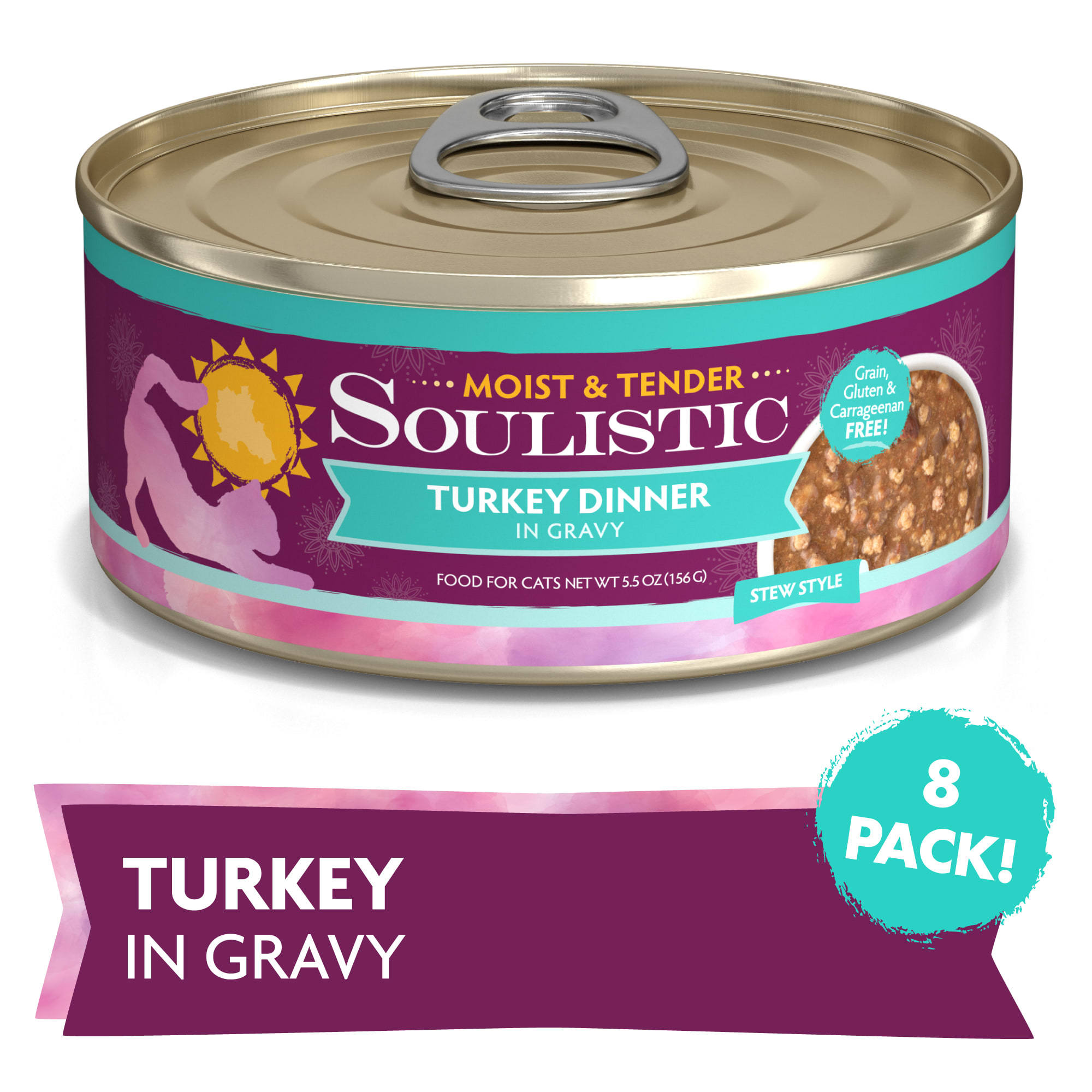 Soulistic Moist Tender Turkey Dinner in Gravy Wet Cat Food 3 oz