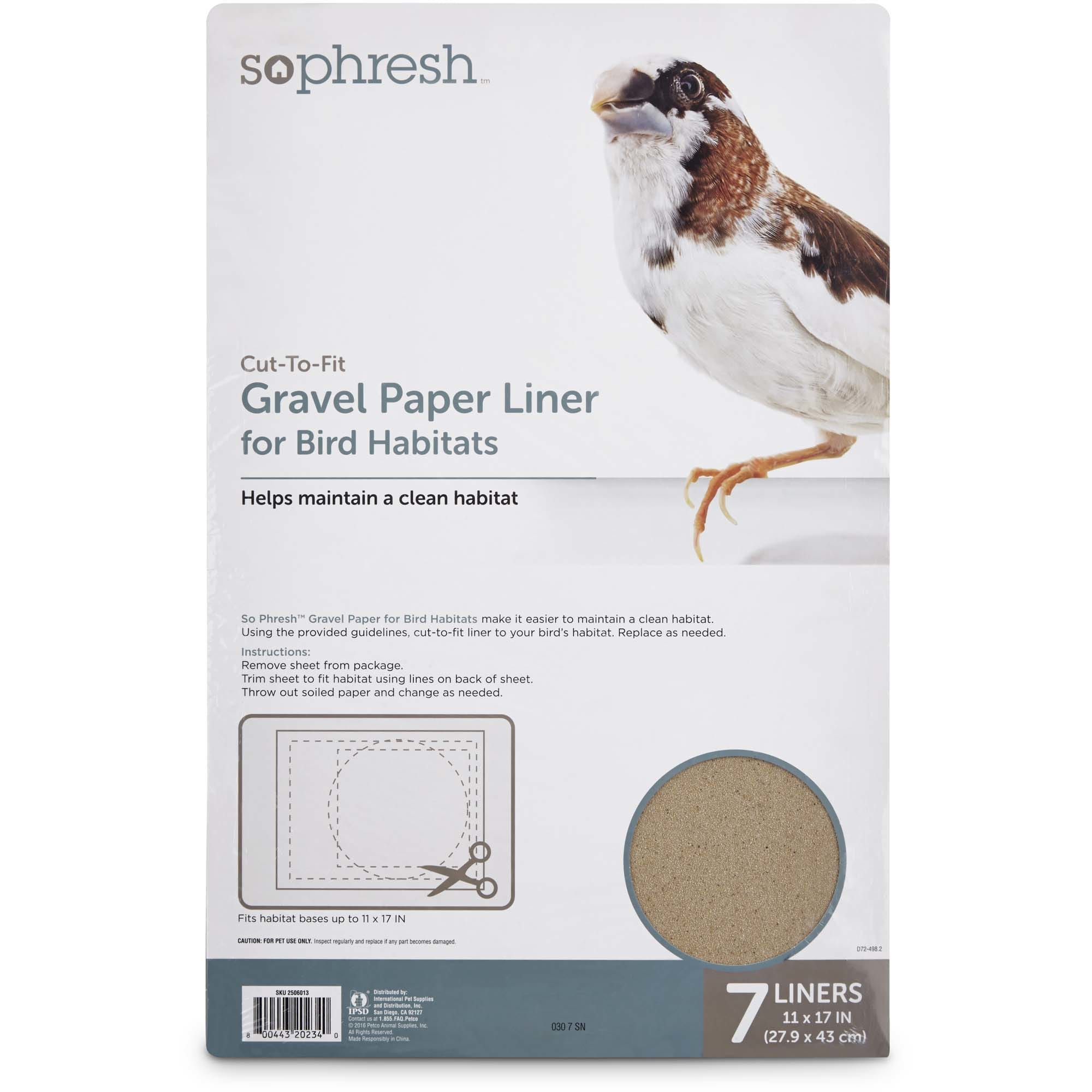 So Phresh Gravel Paper Liner for Bird Habitats, 11 x 17, 7 Count