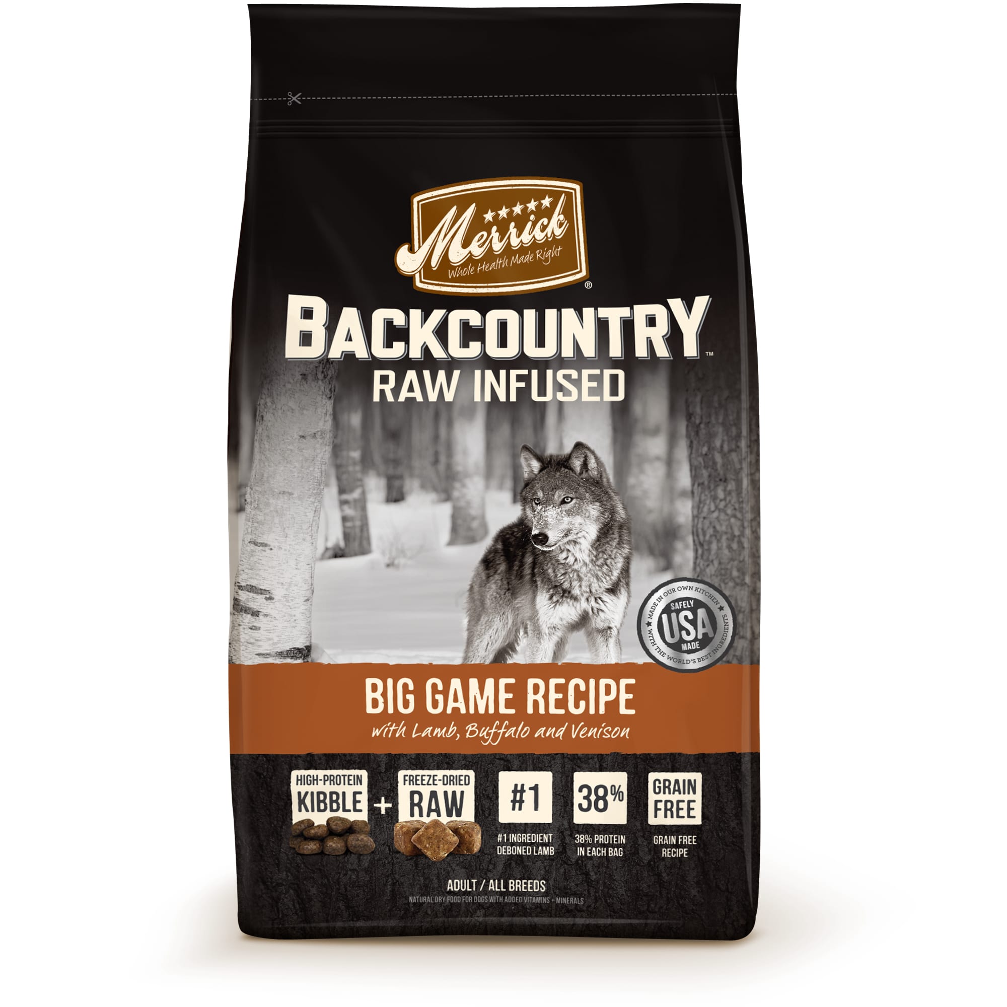 Merrick Backcountry Grain Free Raw Infused Big Game Dry Dog Food, 22