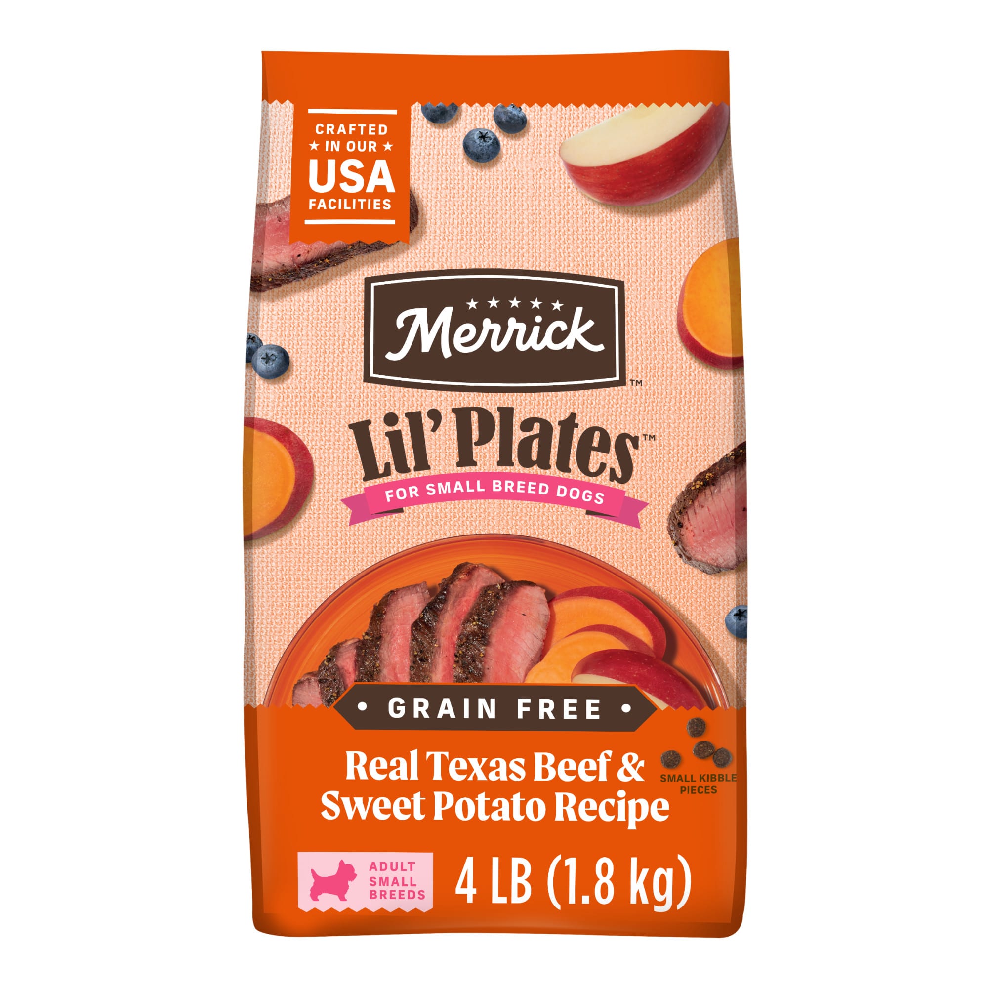 Merrick Lil Plates Premium Grain Free Real Texas Beef and Sweet Potato Kibble Dry Food for Small Dogs 20 lbs. Petco