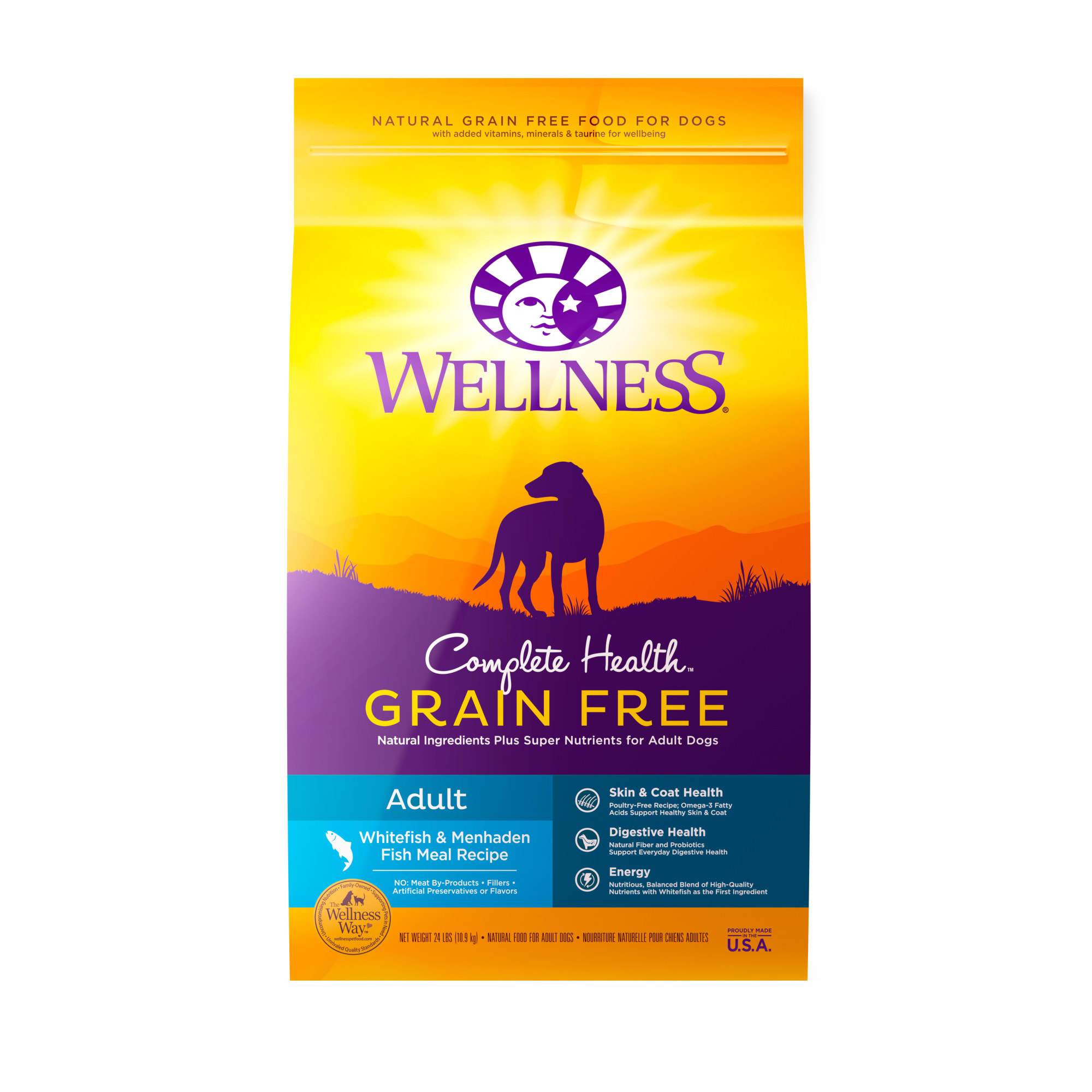 Wellness Complete Health Grain Free Adult Whitefish and Menhaden Fish Meal  Recipe Dry Dog Food, 24 lbs.