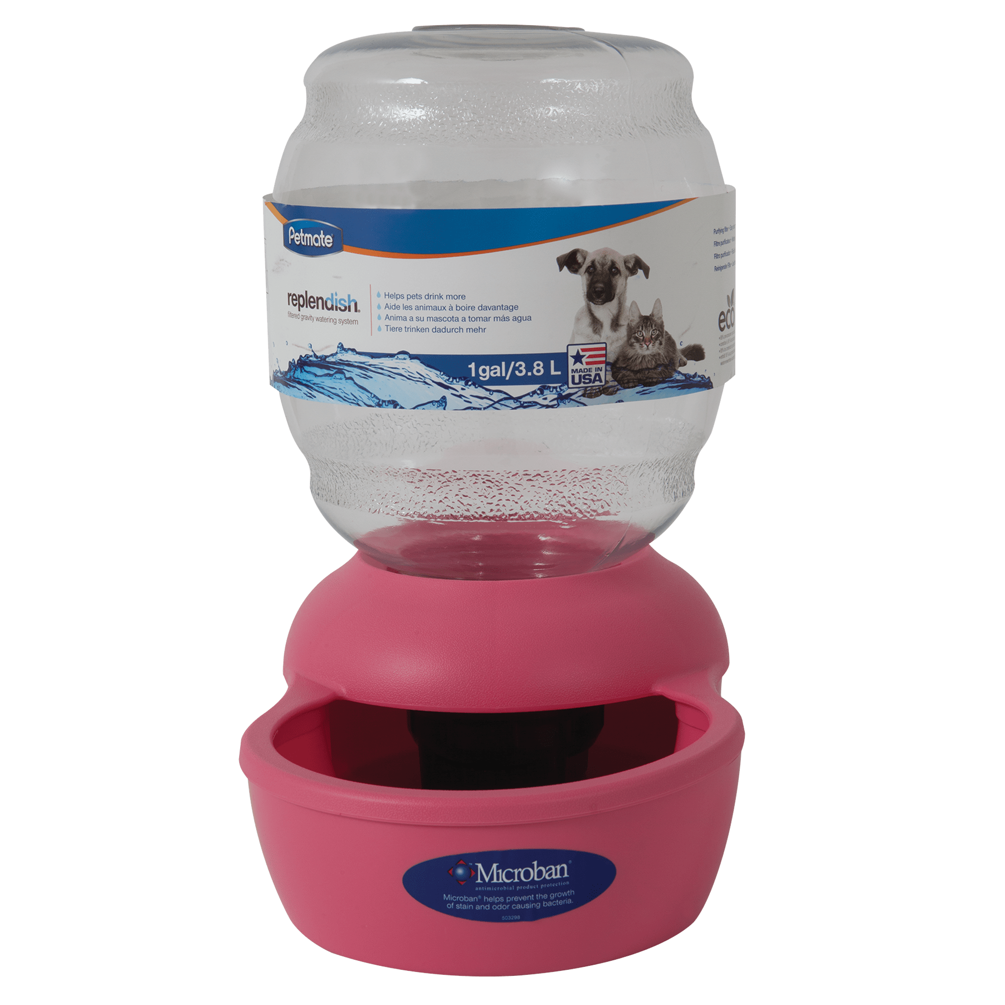 Petmate Replendish Gravity Waterer Pink Dog Bowl 1 Gallon Petco