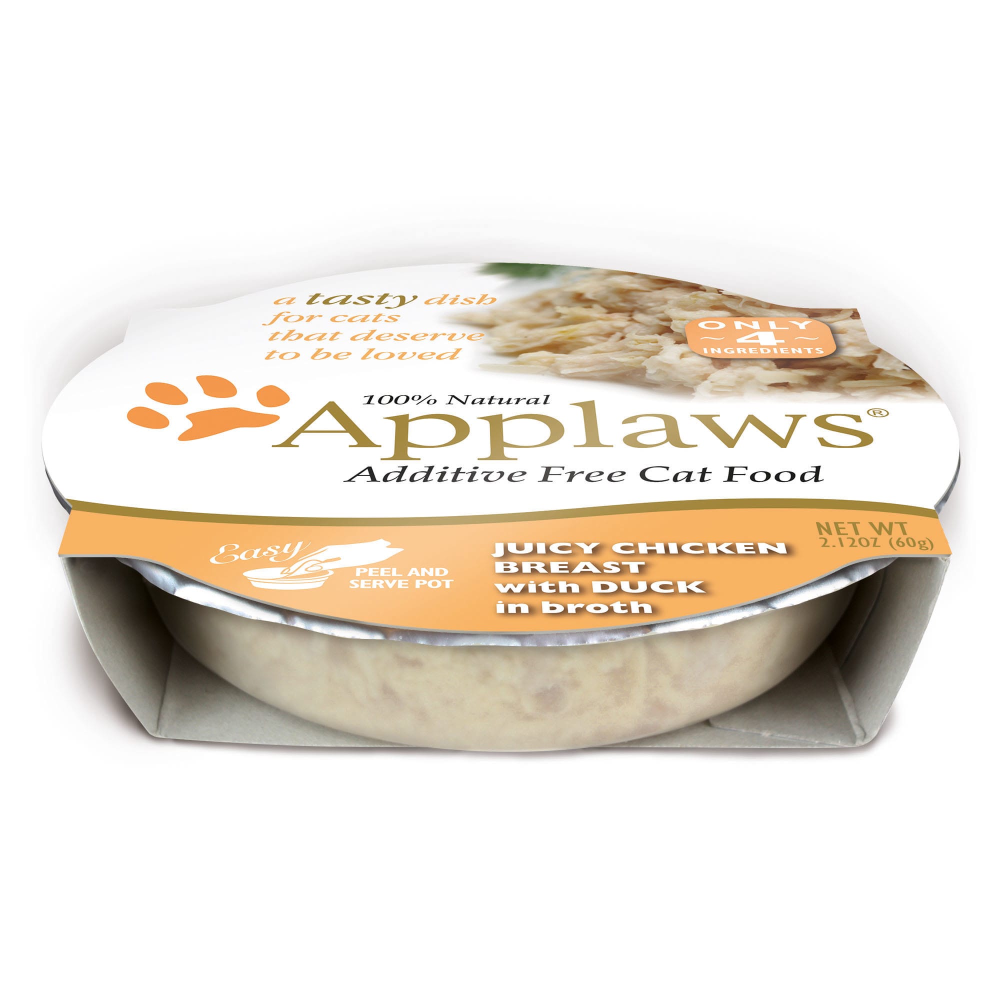Applaws Juicy Chicken Breast with Duck Peel & Serve Pot Cat Food, 2.12