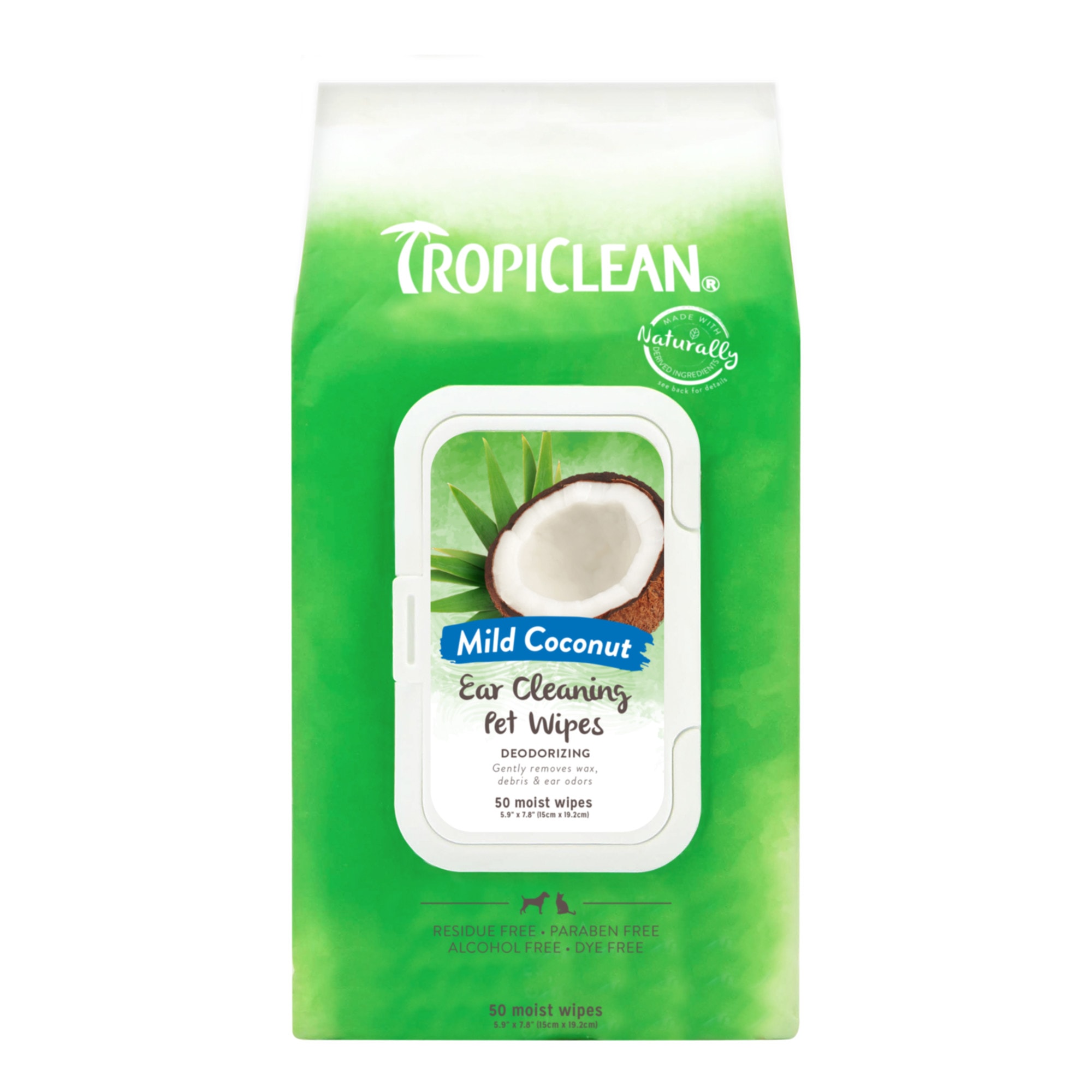 TropiClean Coconut Ear Wipes for Dogs 50 Count