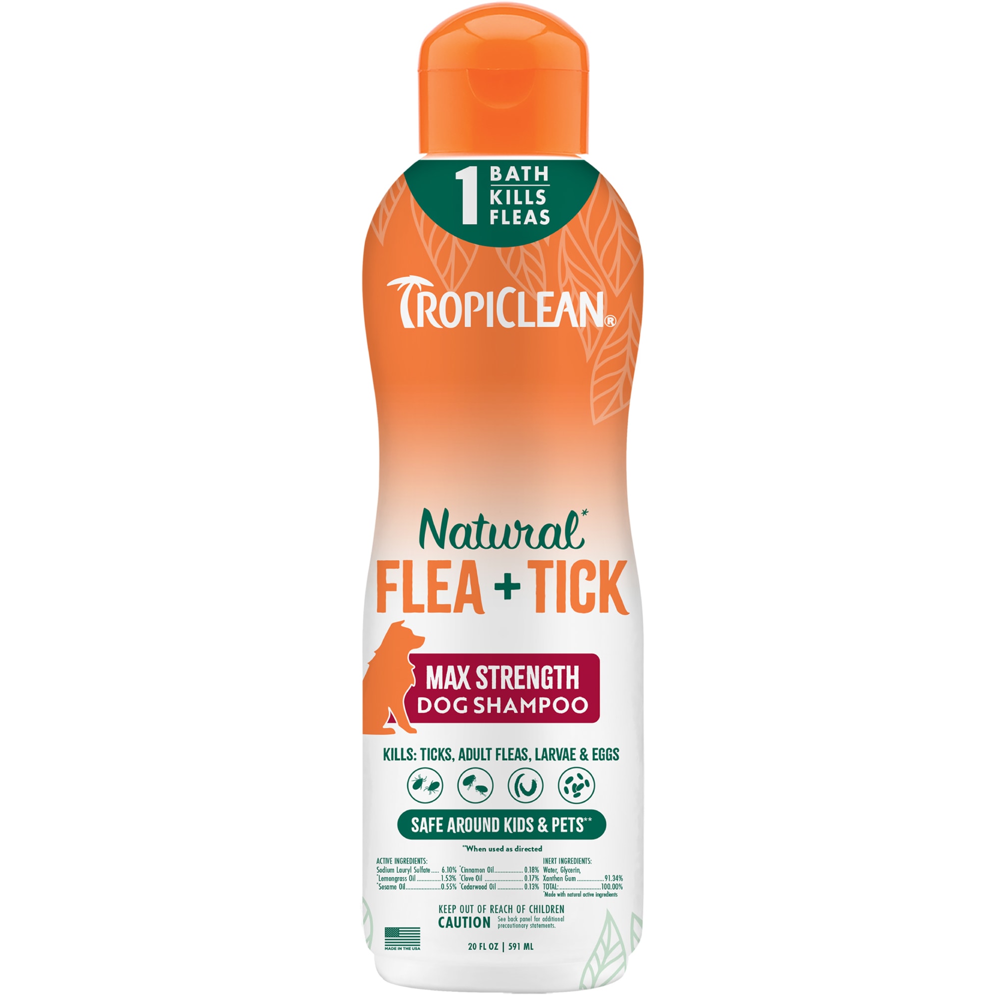 TropiClean Flea Tick Maximum Strength Dog Shampoo 20oz