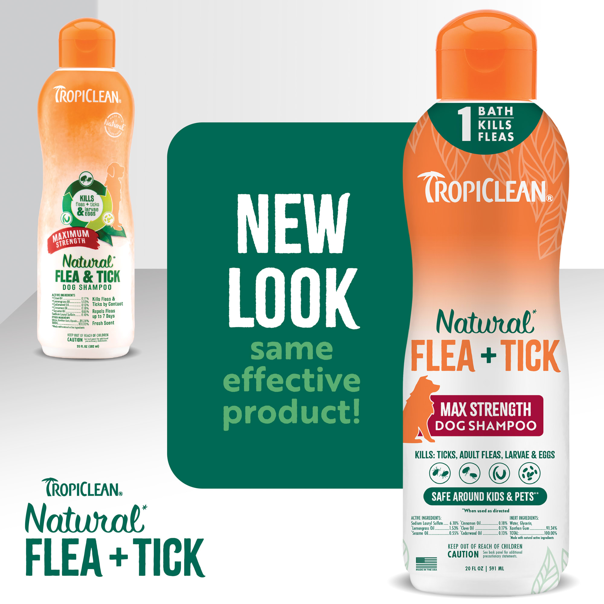 TropiClean Maximum Strength Natural Flea Tick Shampoo 20 oz