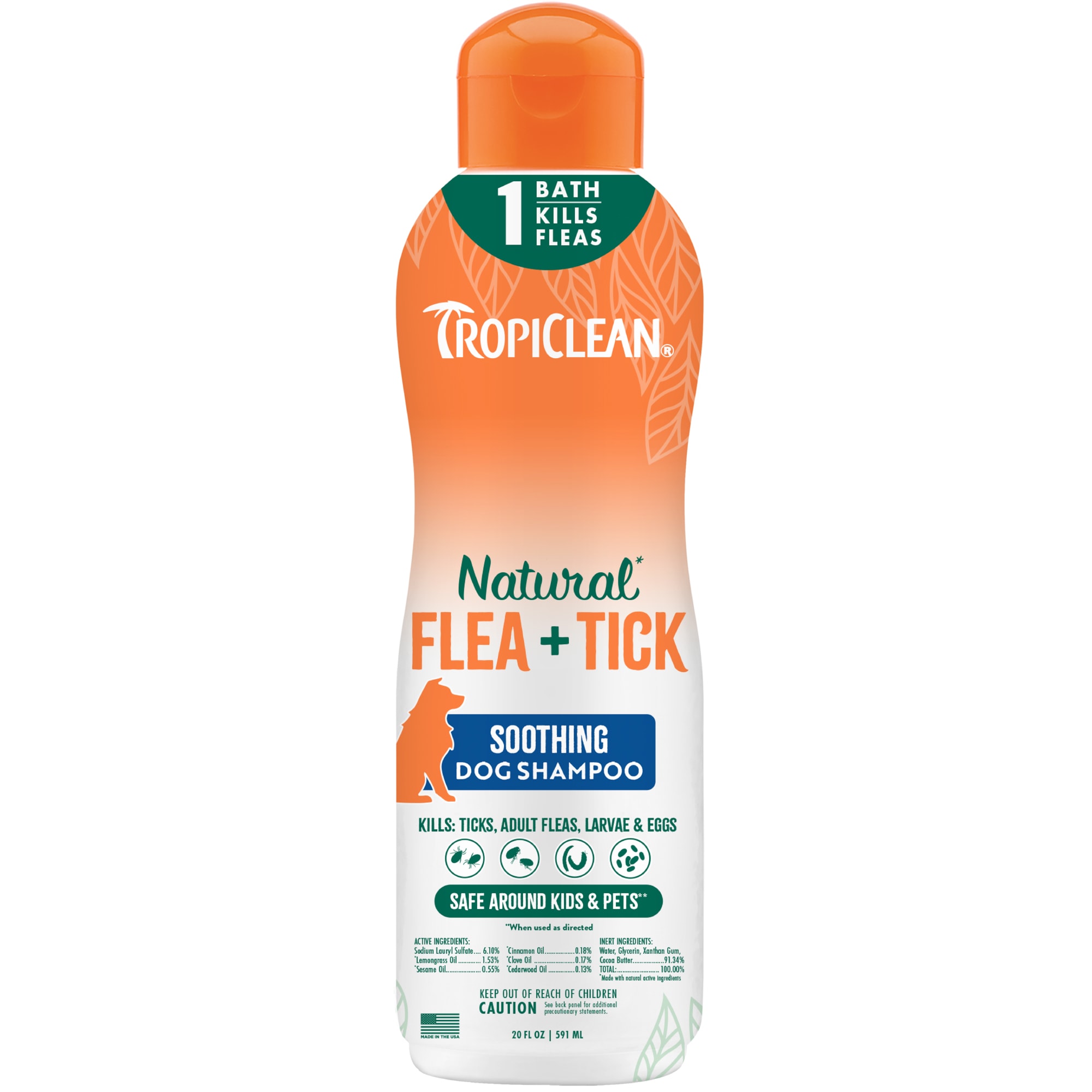 Tropiclean Natural Flea Tick Soothing Shampoo for Dogs 20 fl