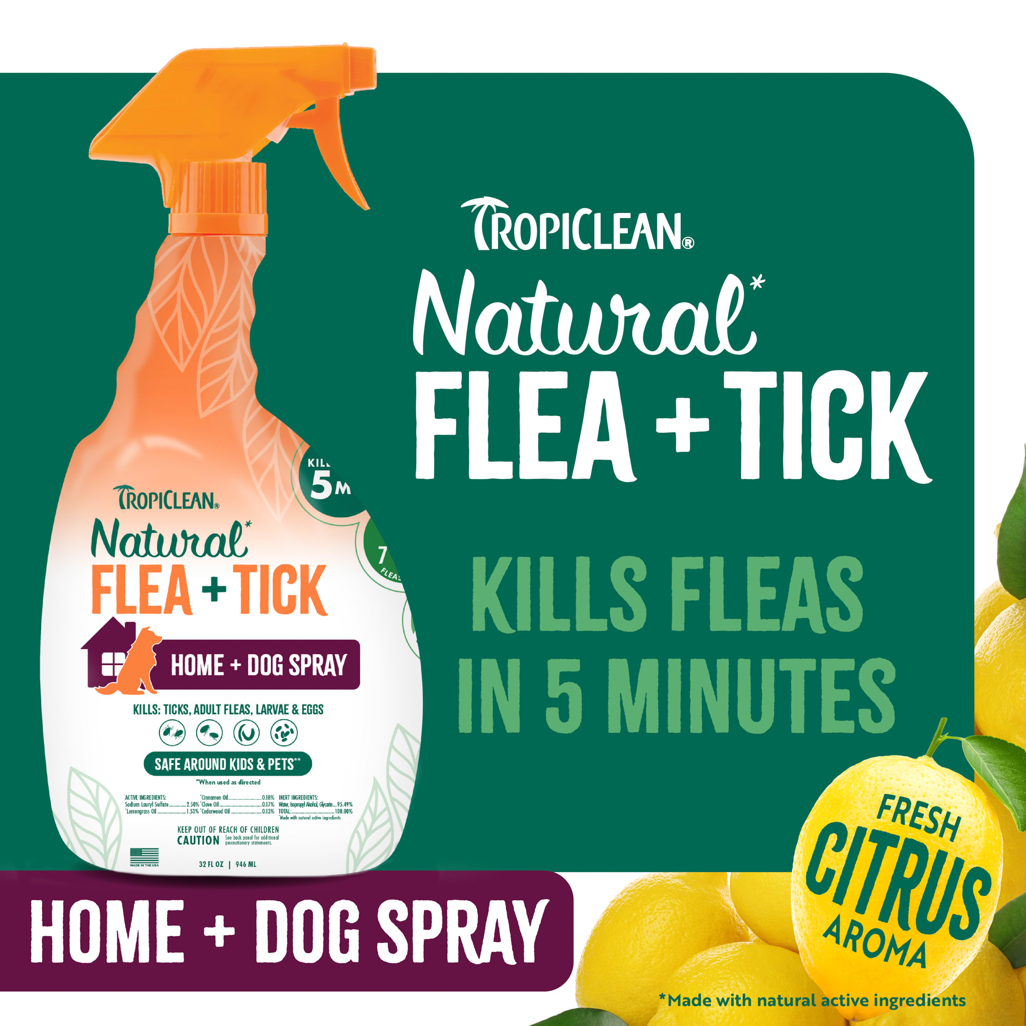 Tropiclean fashion natural flea and tick yard spray