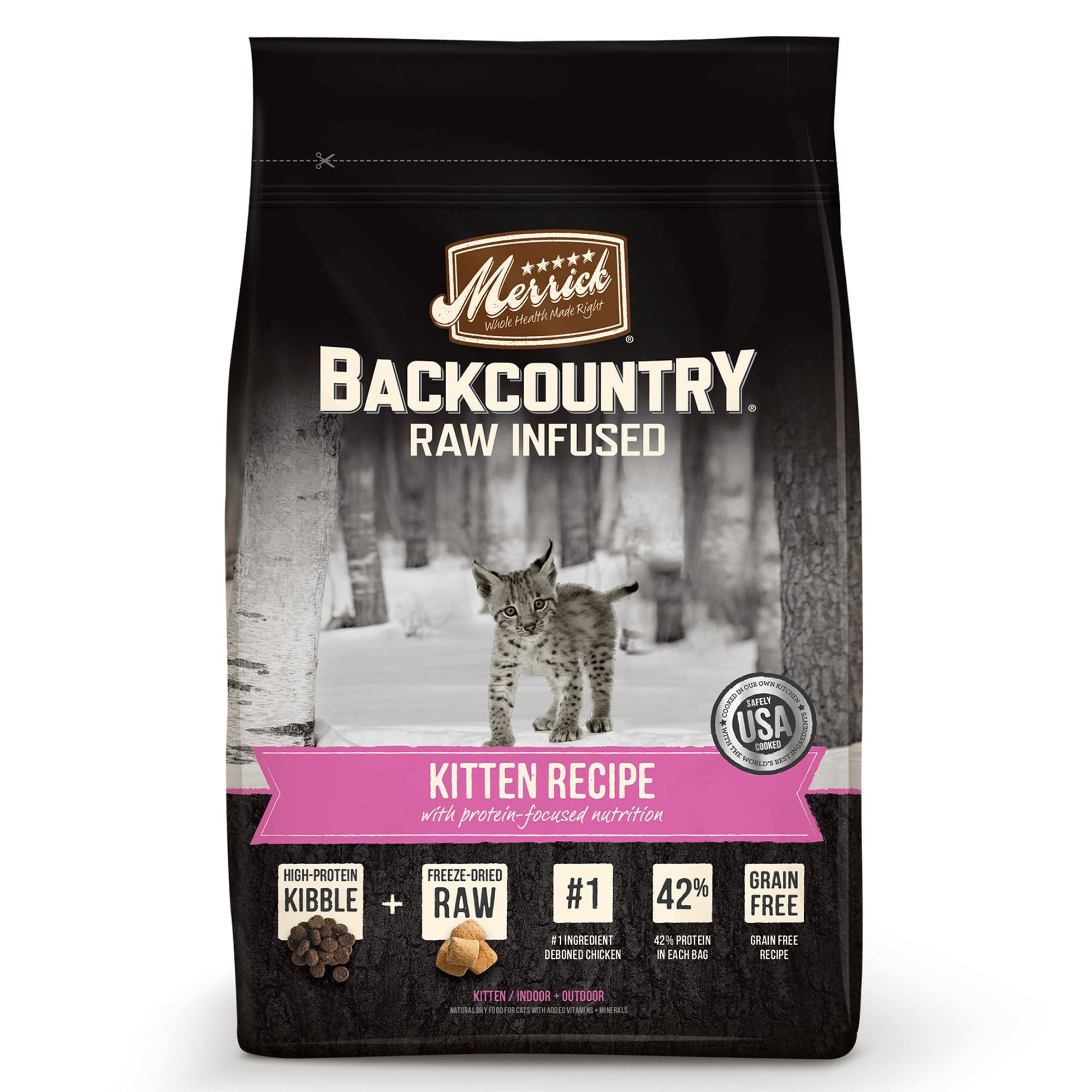 Merrick Backcountry Grain Free Raw Infused Kitten Recipe Dry Cat