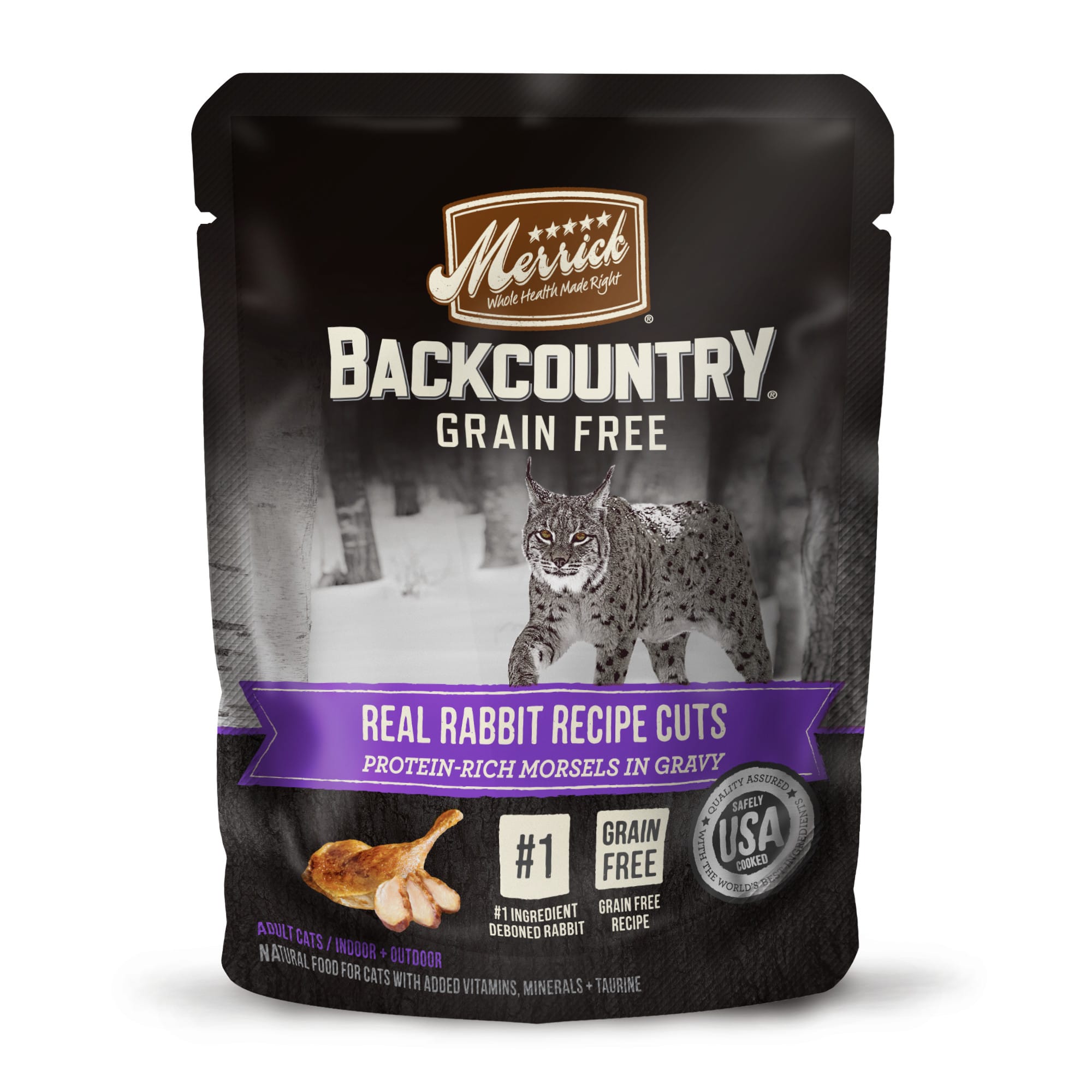 Merrick Backcountry Grain Free Real Rabbit Recipe Cuts in Gravy Wet Cat Food 3 oz. Case of 24