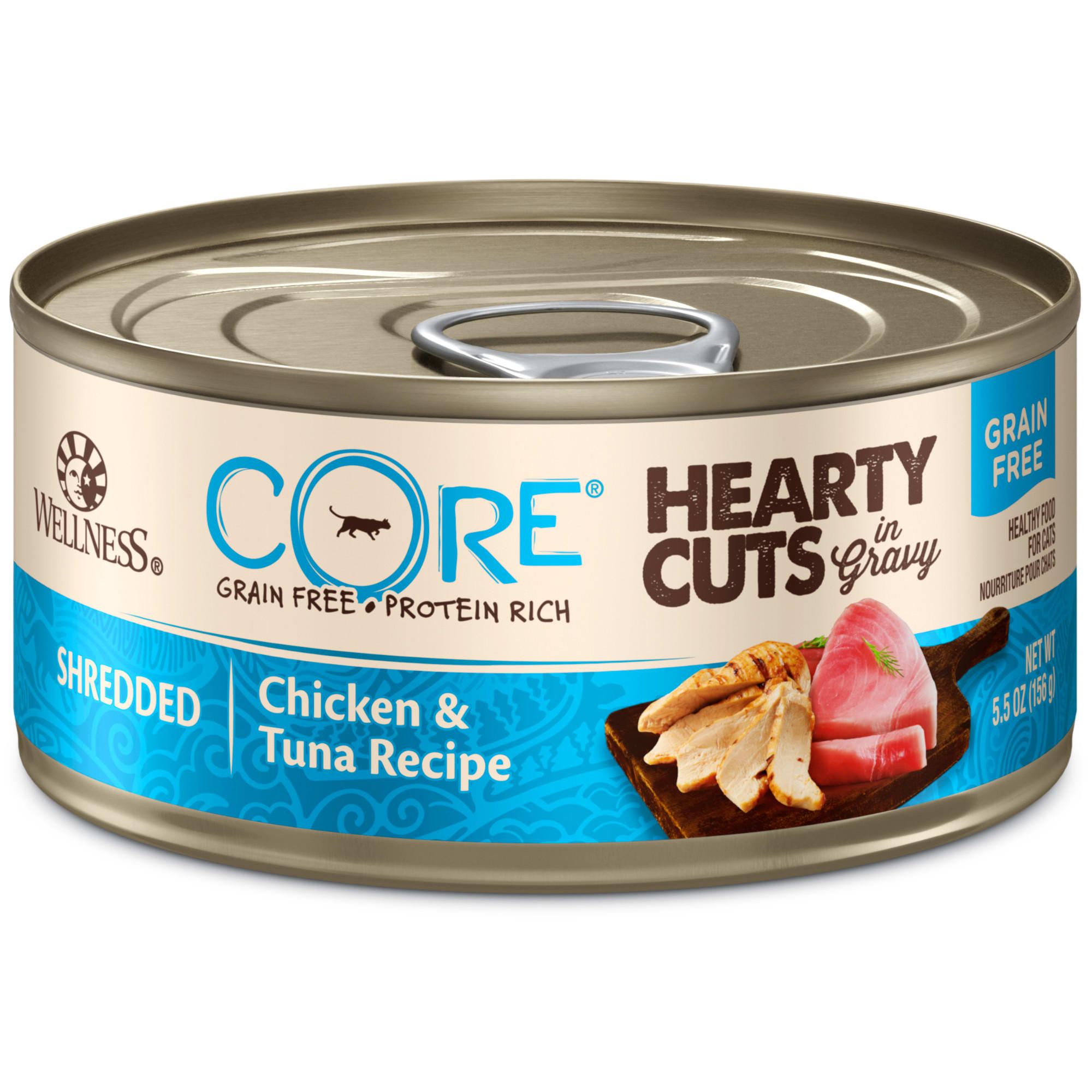 Wellness CORE Hearty Cuts Natural Grain Free Chicken Tuna Wet Cat Food 5.5 oz. Case of 24 Petco