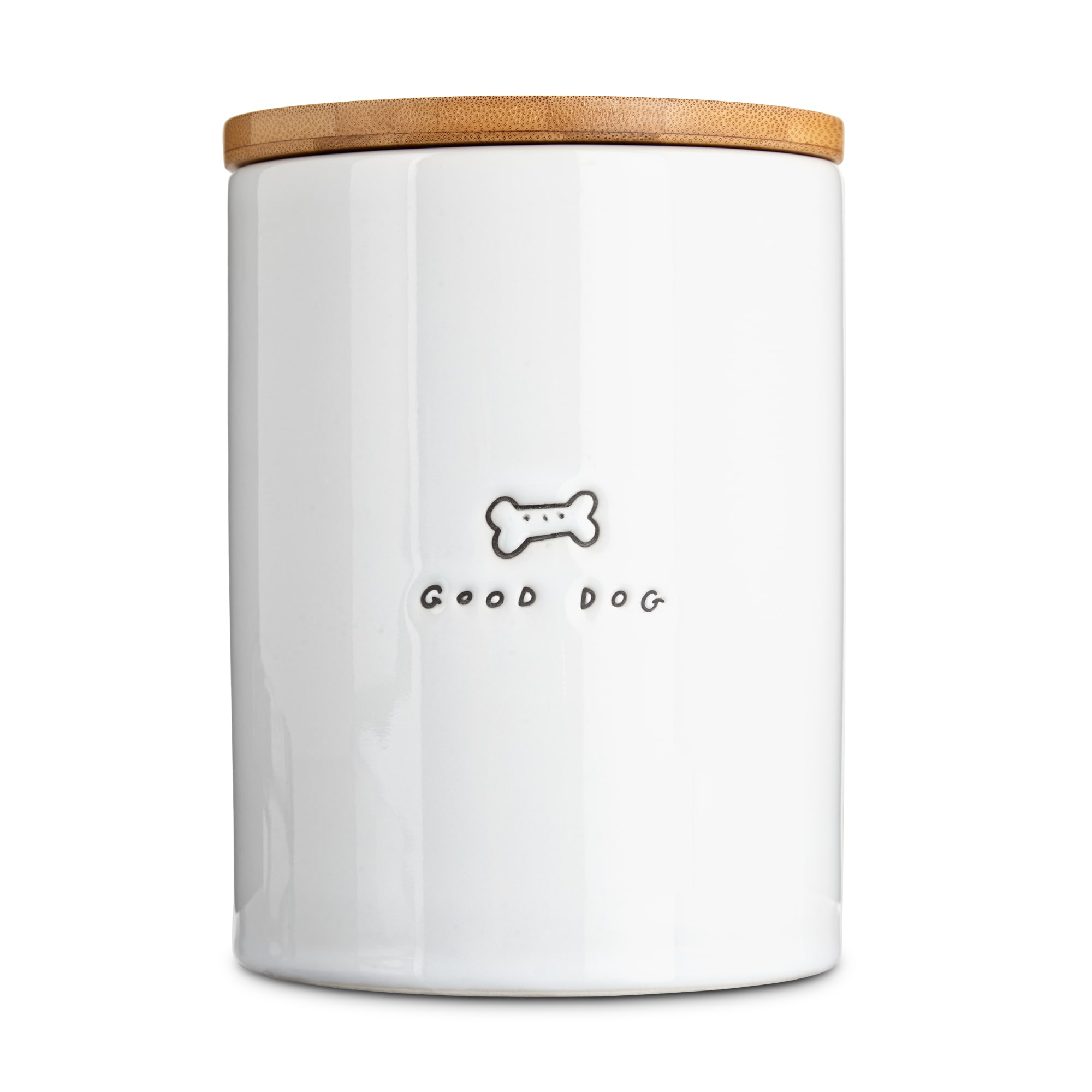 White ceramic sale dog treat jar