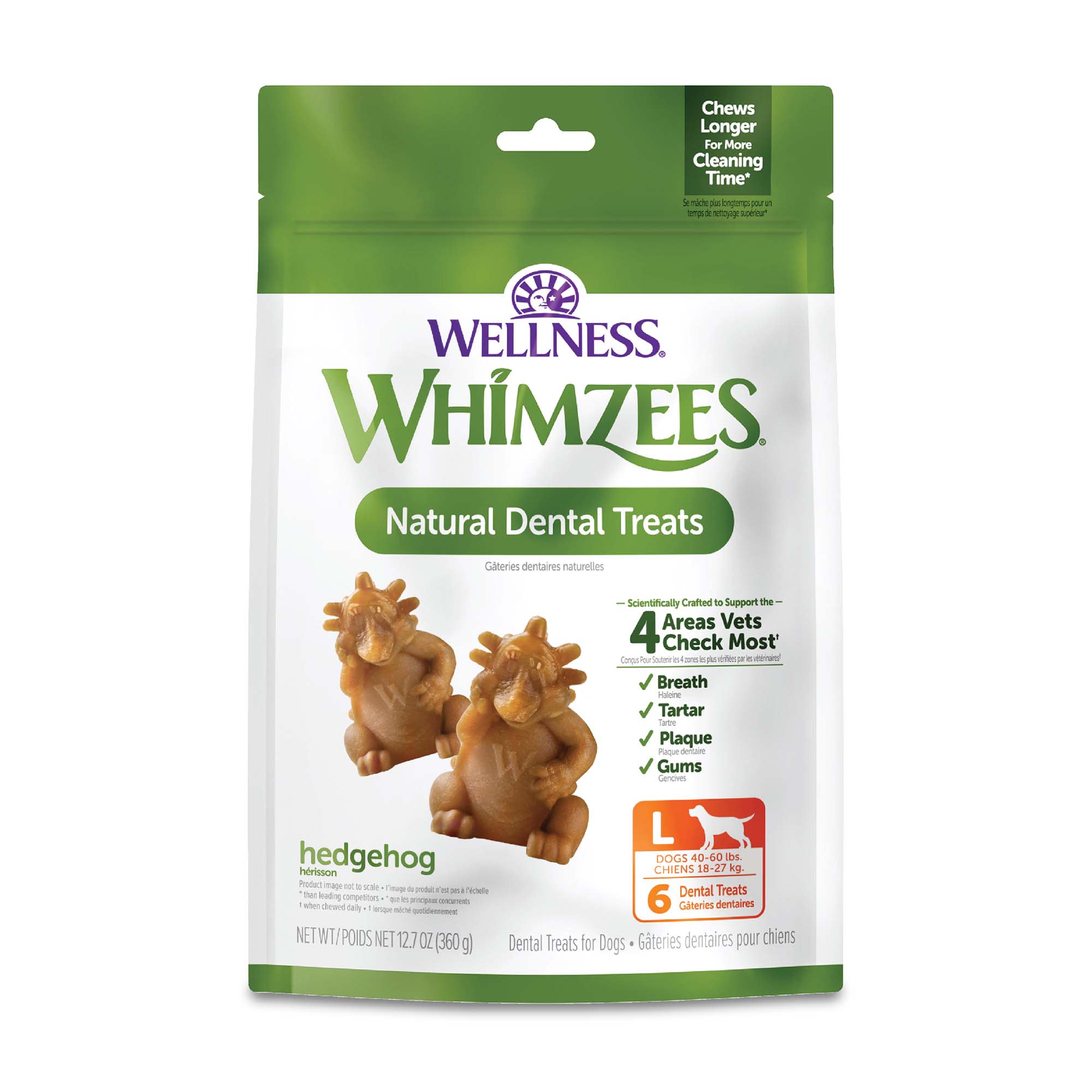 Whimzees by Wellness Hedgehog Natural Grain Free Large Dental Chews for Dogs 12.7 oz. Count of 6