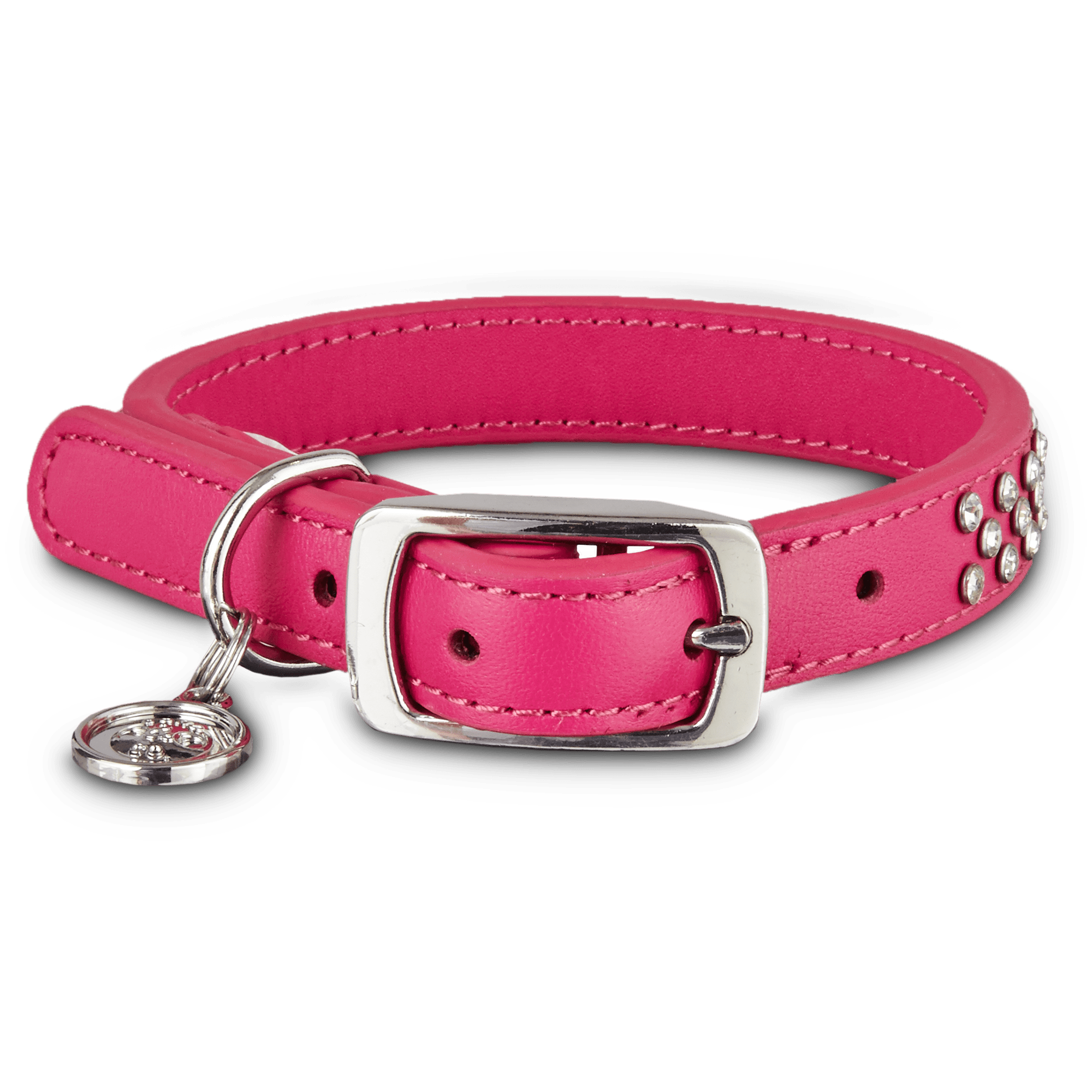 YOULY Leather Bling Pink Dog Collar, Small Petco