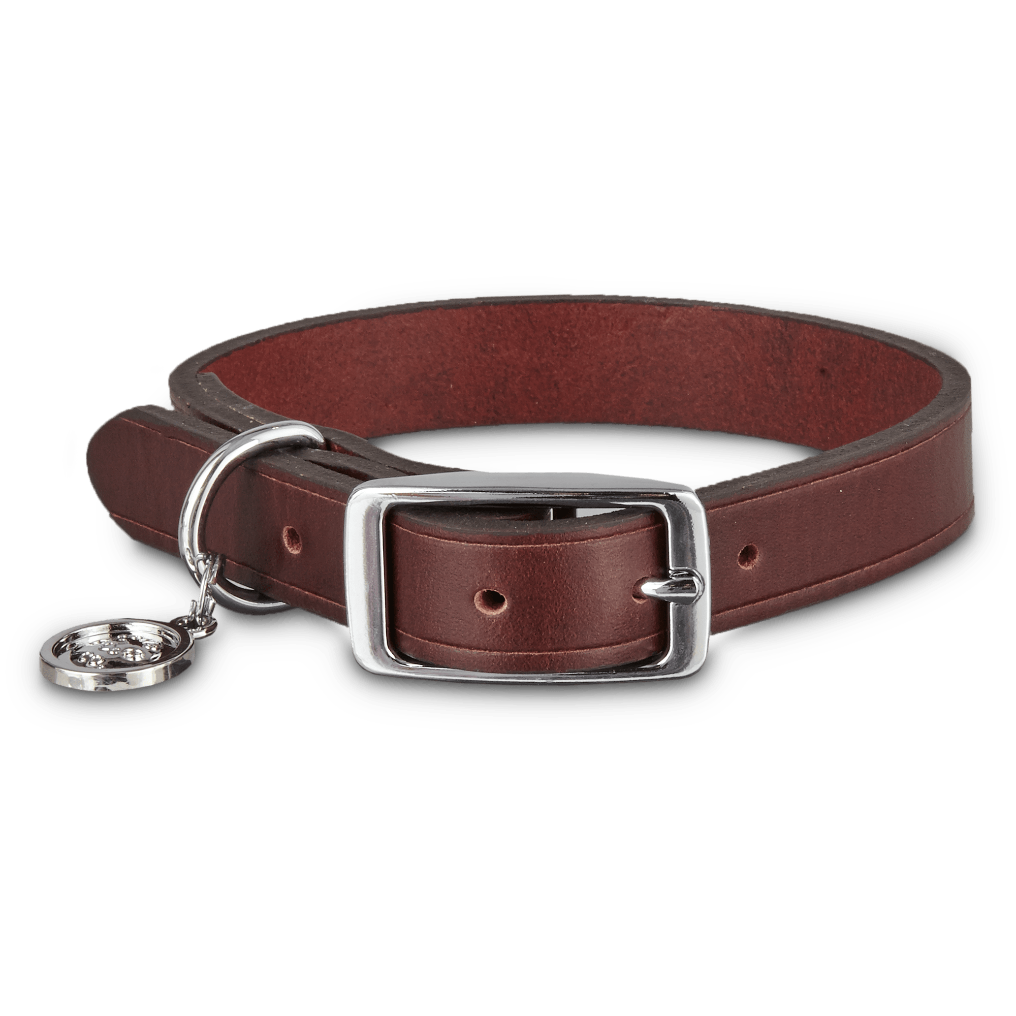 Bond & Co. Mahogany Leather Dog Collar, For Neck Sizes 12-15, Small