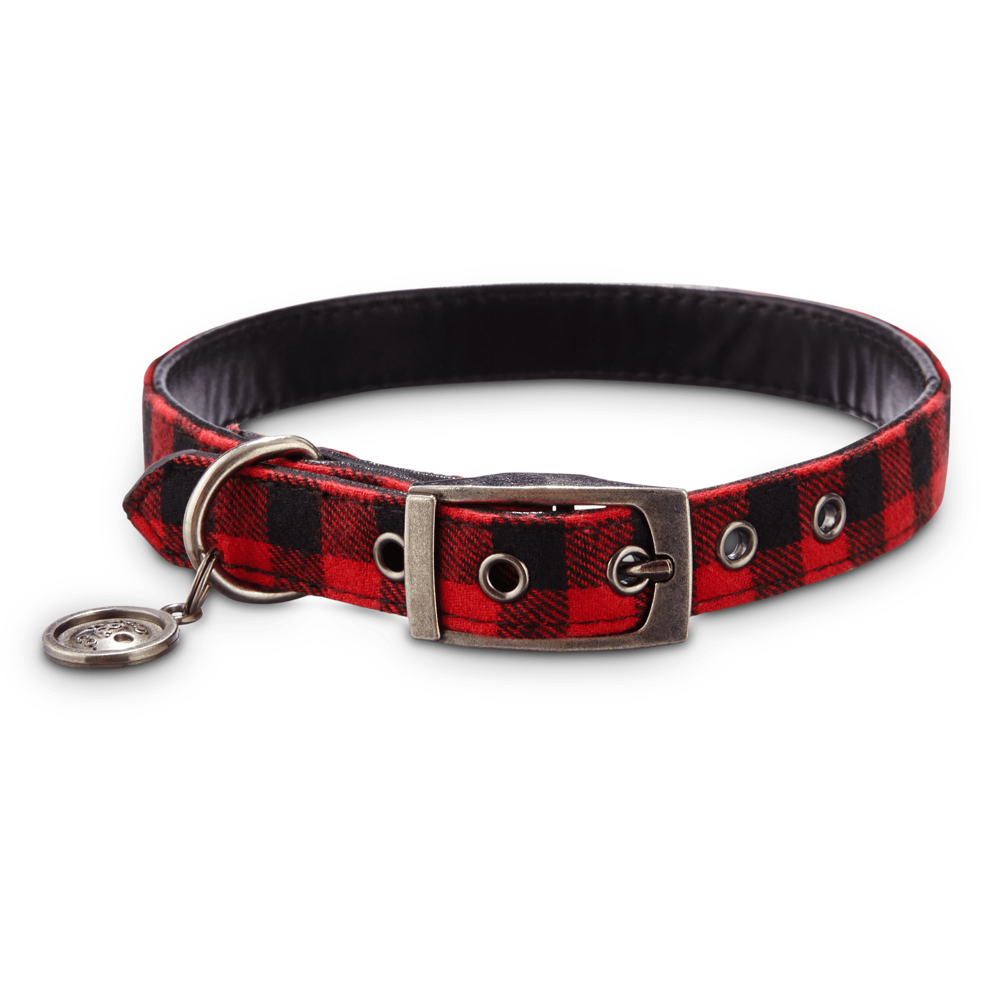red leather dog collar and leash