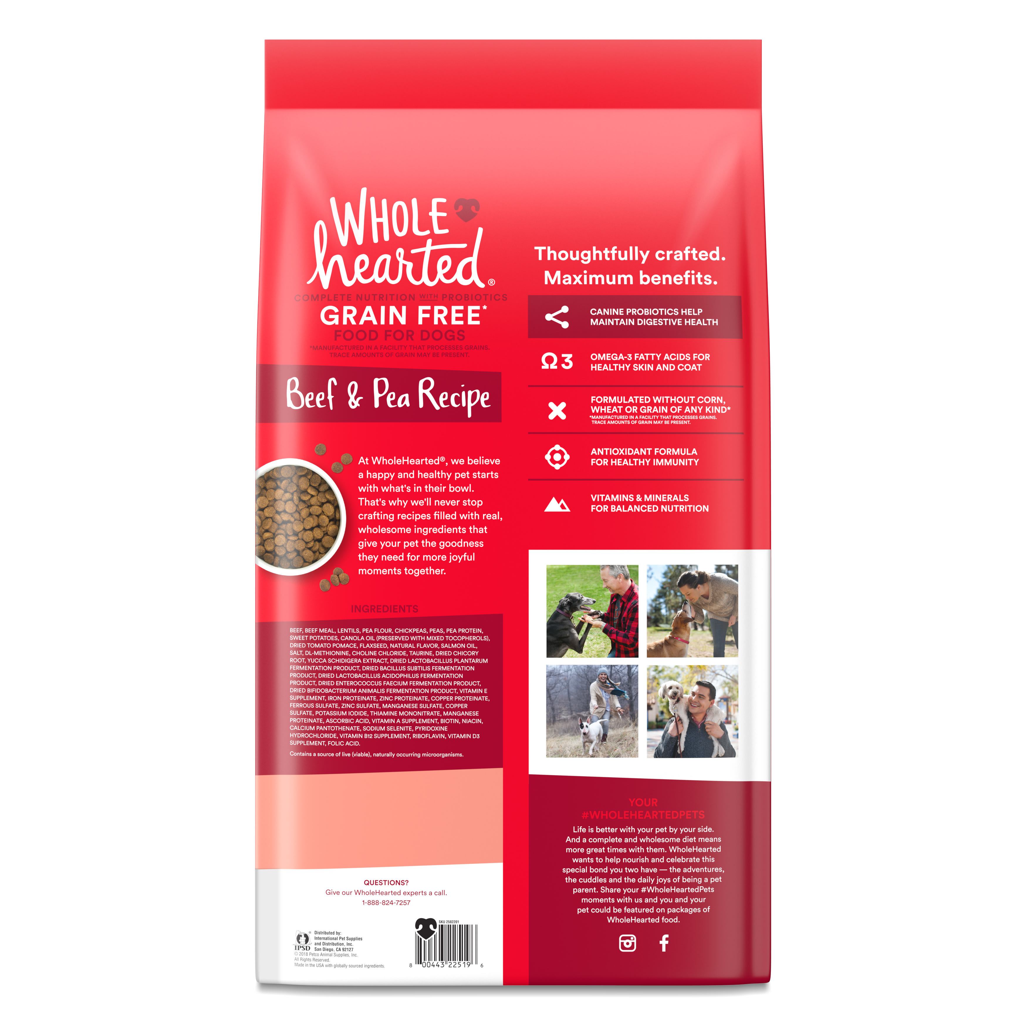 Wholehearted grain free all life stages beef & pea formula 2025 dry dog food