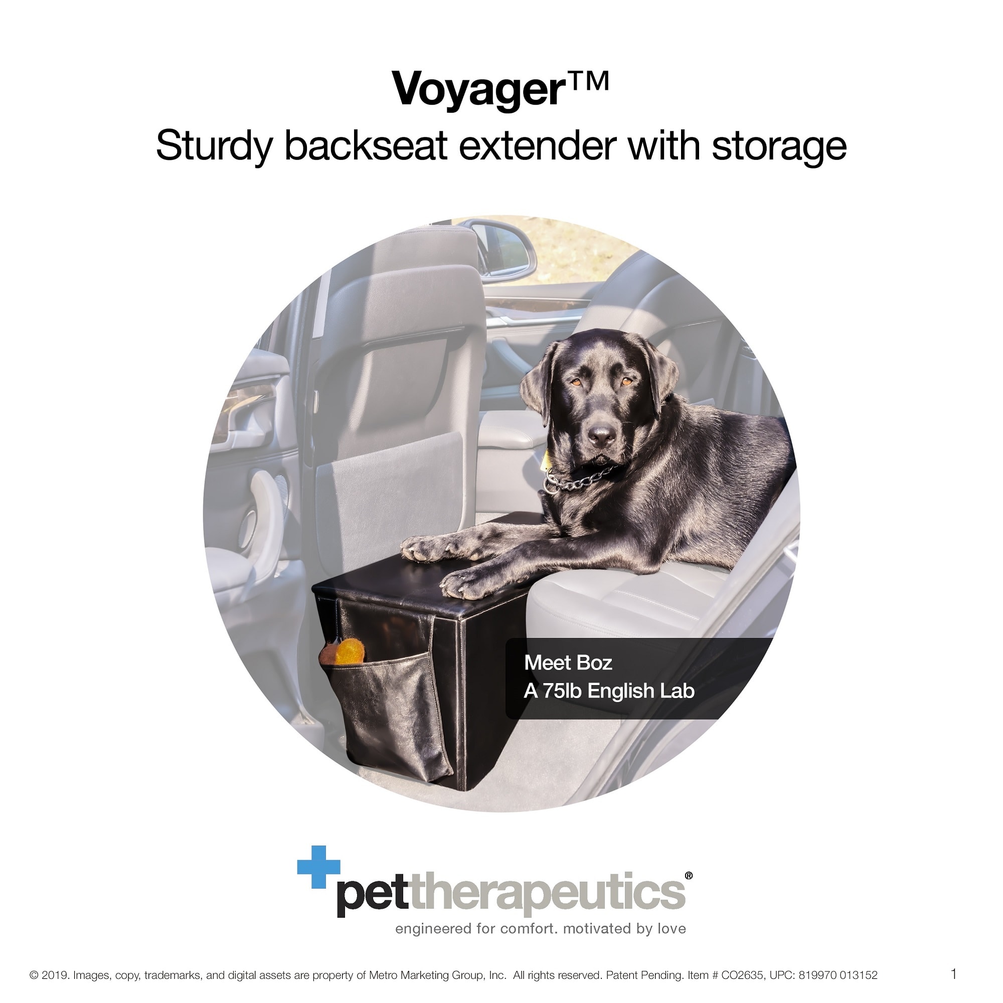 PetTherapeutics Voyager Sturdy Back Seat Extender with Storage