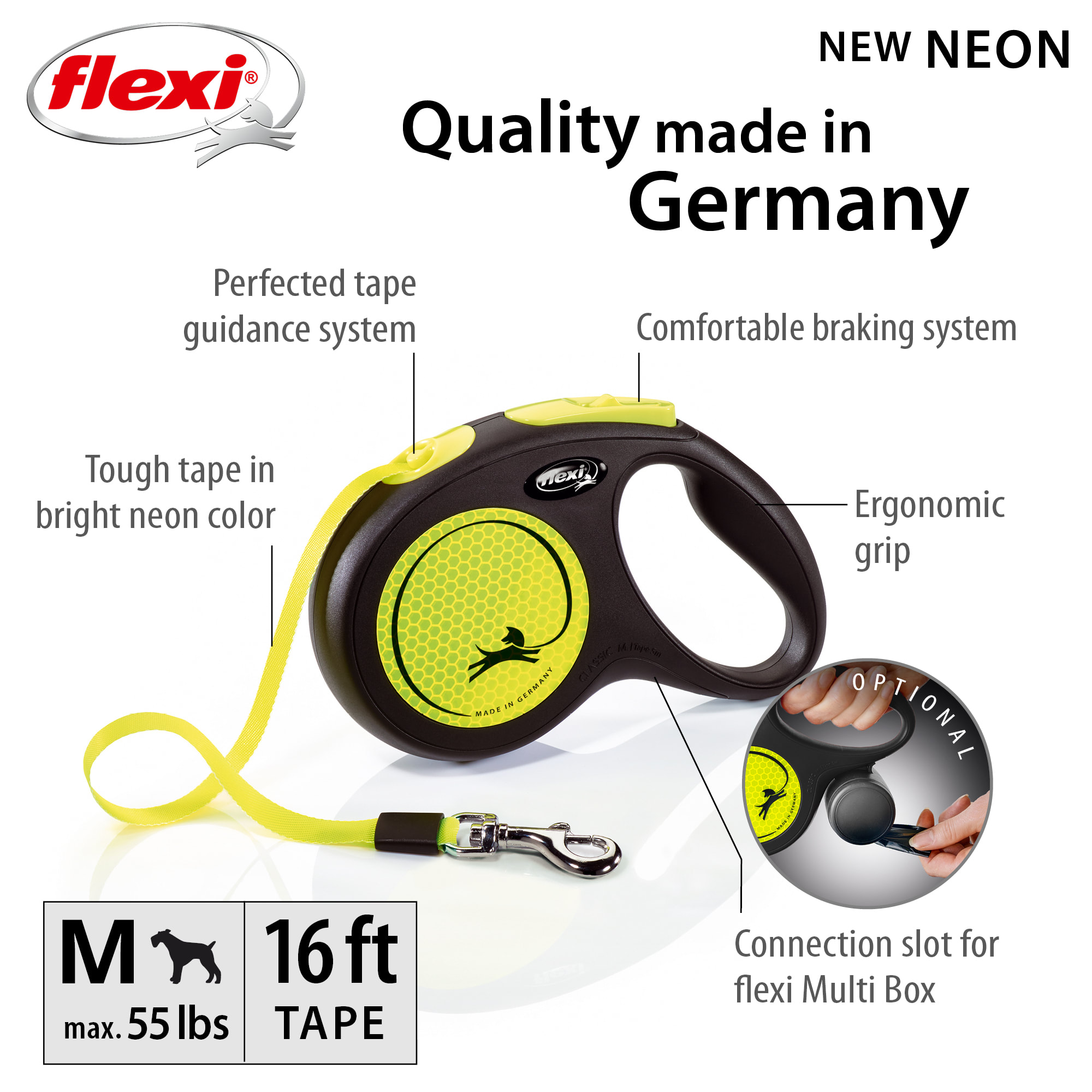 Flexi fashion neon dog lead