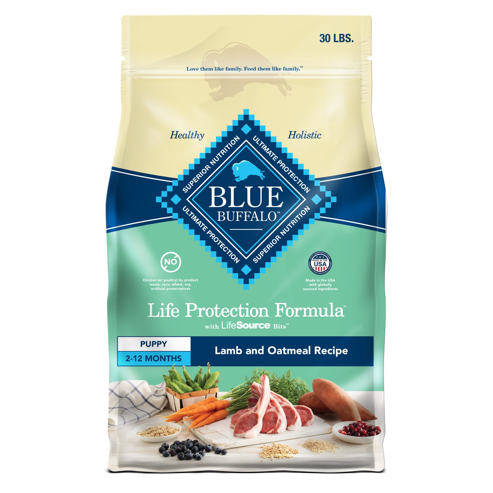 Blue Buffalo Life Protection Formula Puppy Dry Dog Food  Lamb & Oatmeal  30 lbs.