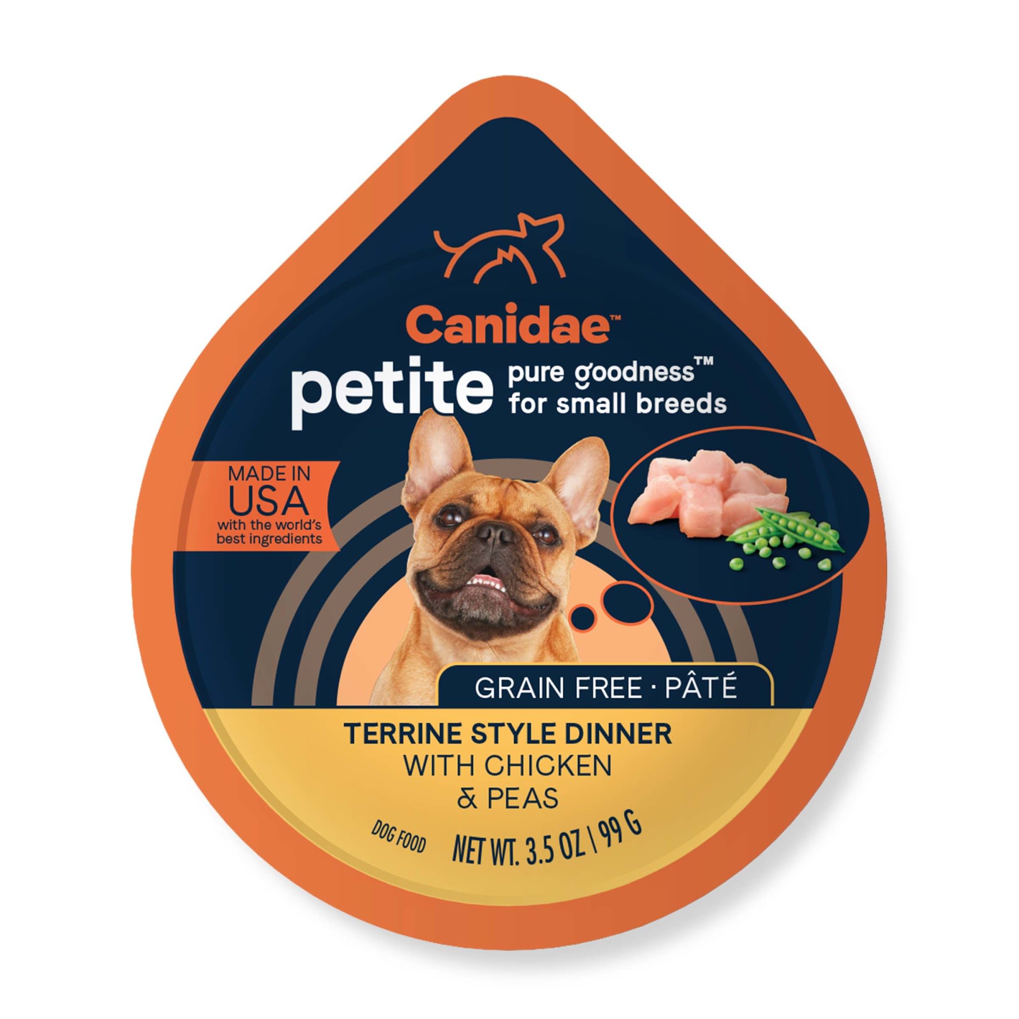 Canidae PURE Grain Free Petite Small Breed Terrine Style Dinner with Chicken and Peas Wet Dog Food 3.5 oz. Case of 12