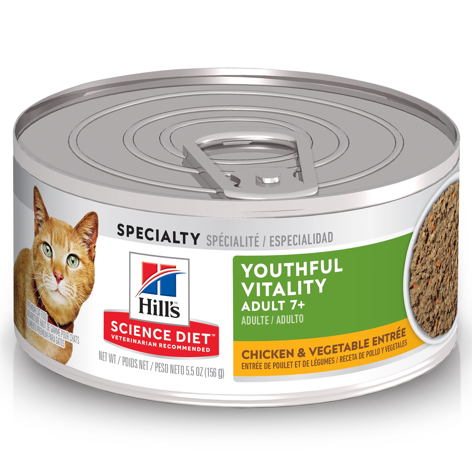 Hill s Science Diet Adult 7 Youthful Vitality Chicken Vegetable Entree Canned Wet Cat Food 5.5 oz. Case of 24