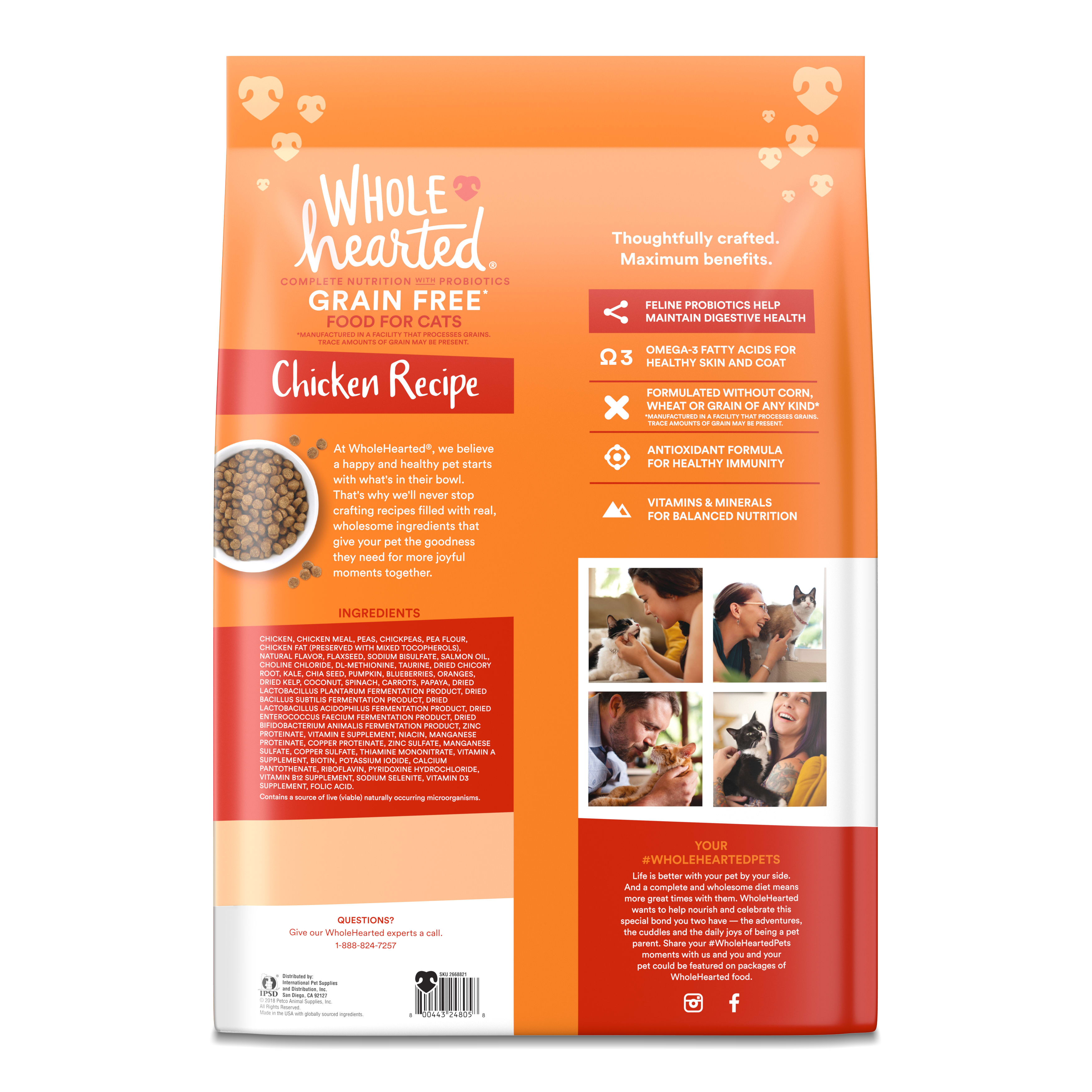 WholeHearted Grain Free Chicken Formula Dry Cat Food 12 lbs. Petco