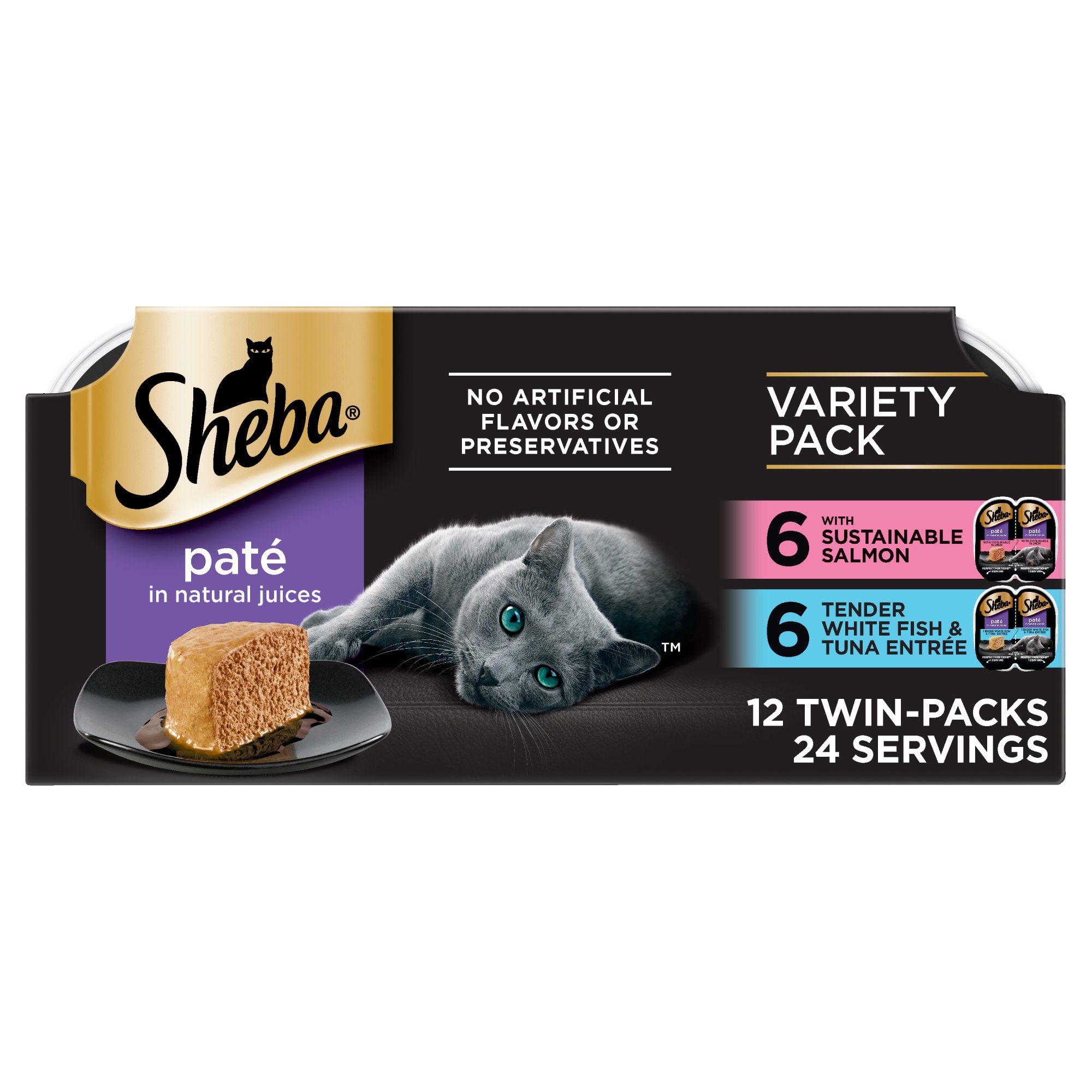 *2packs 24 count** sheba perfect portions wet cat food paté variety pack  2.6 oz.  12 twin-pack trays
