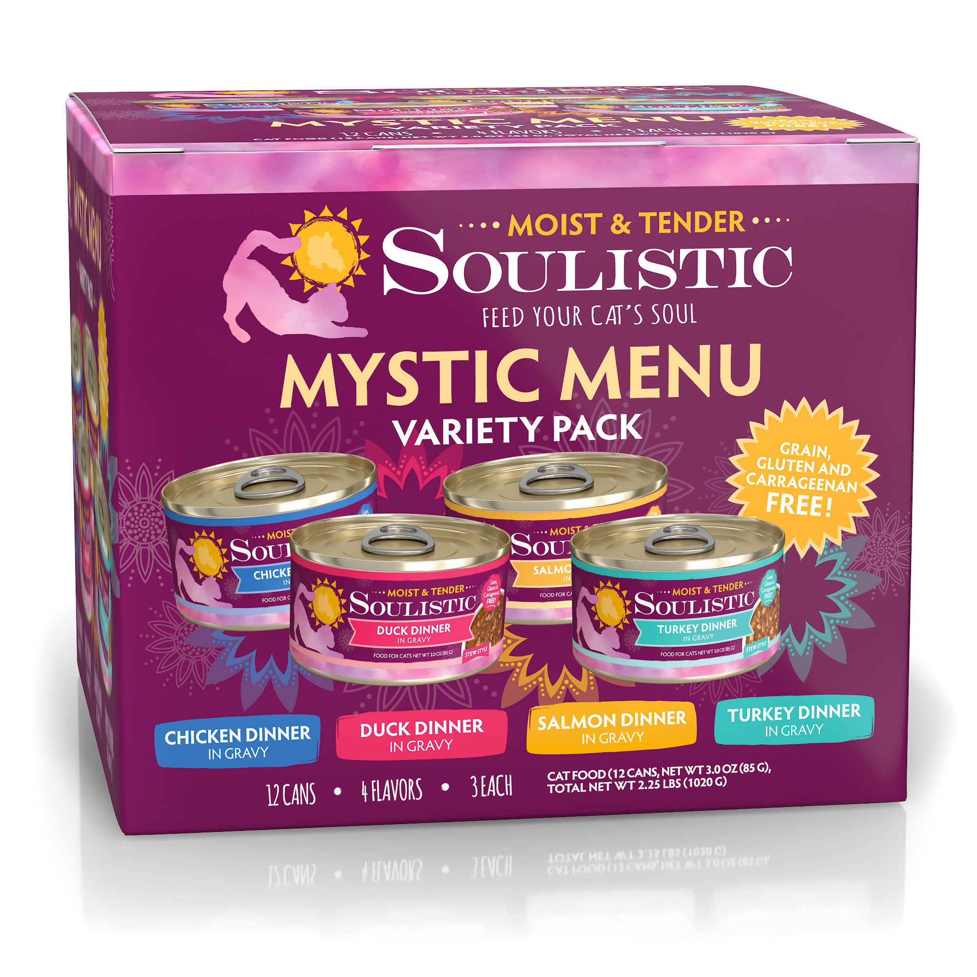 Soulistic Moist Tender Mystic Menu Variety Pack Wet Cat Food 3 oz. Count of 12