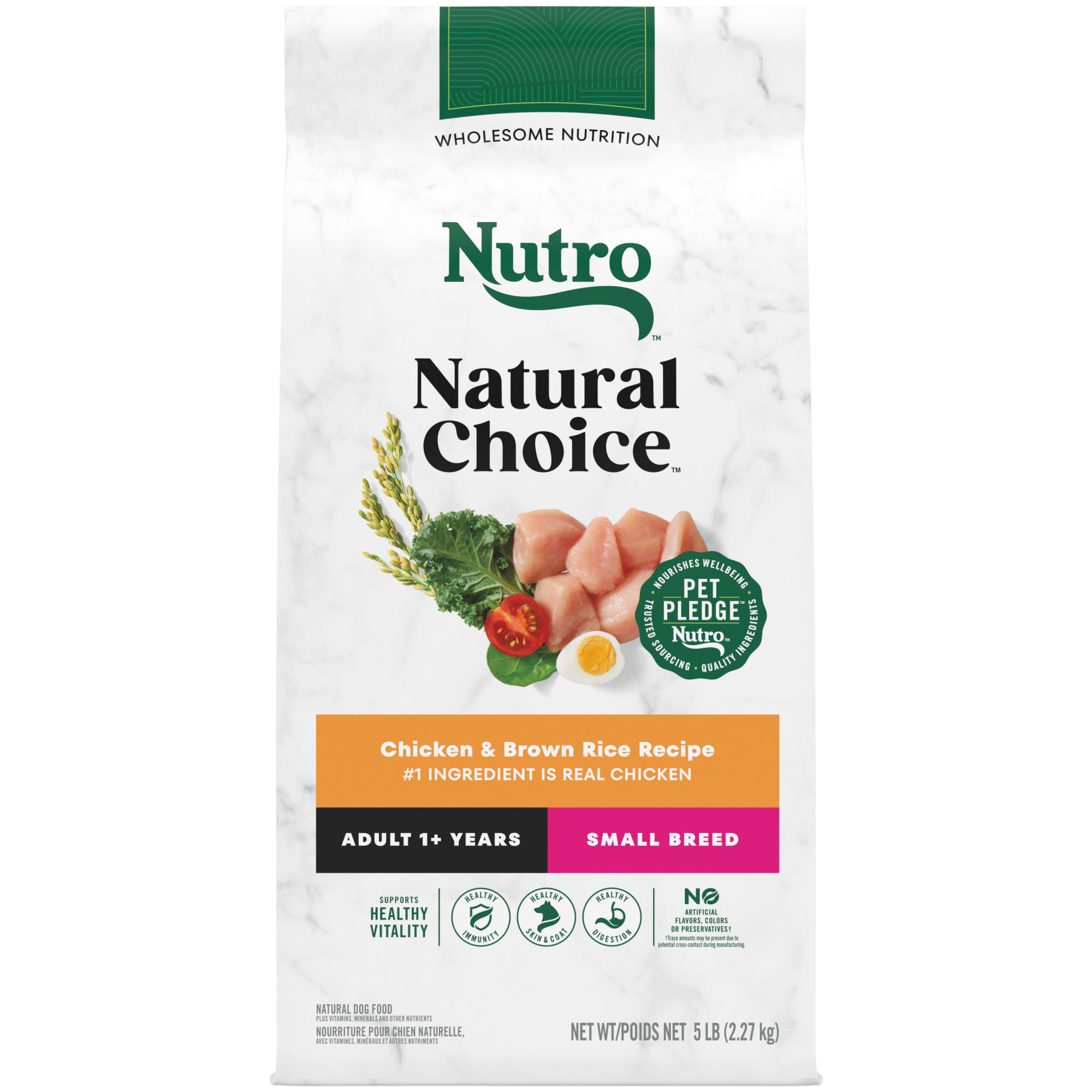 NUTRO NATURAL CHOICE Small Breed Adult Dry Dog Food Chicken Brown Rice Recipe Dog Kibble 5 lb. Bag