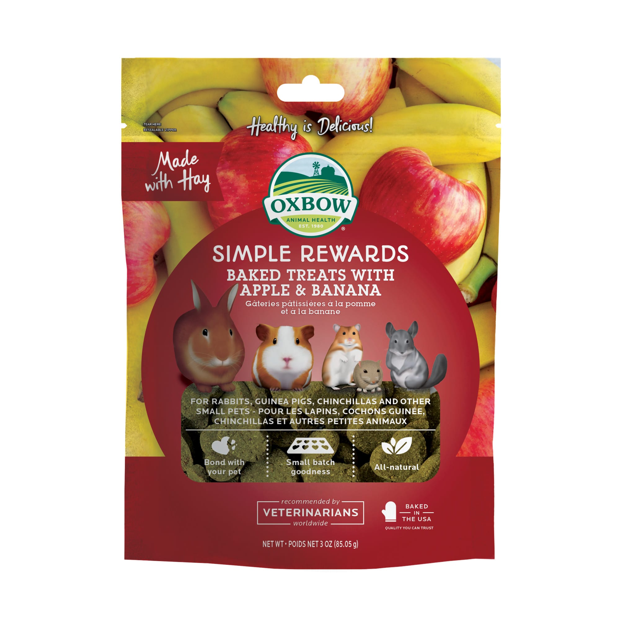 Oxbow Simple Rewards Apple and Banana Baked Small Animal Treats 3