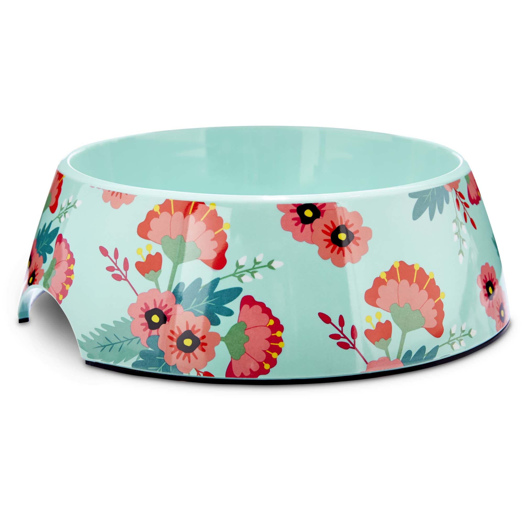 Teal Floral Single Dog Bowl Base 