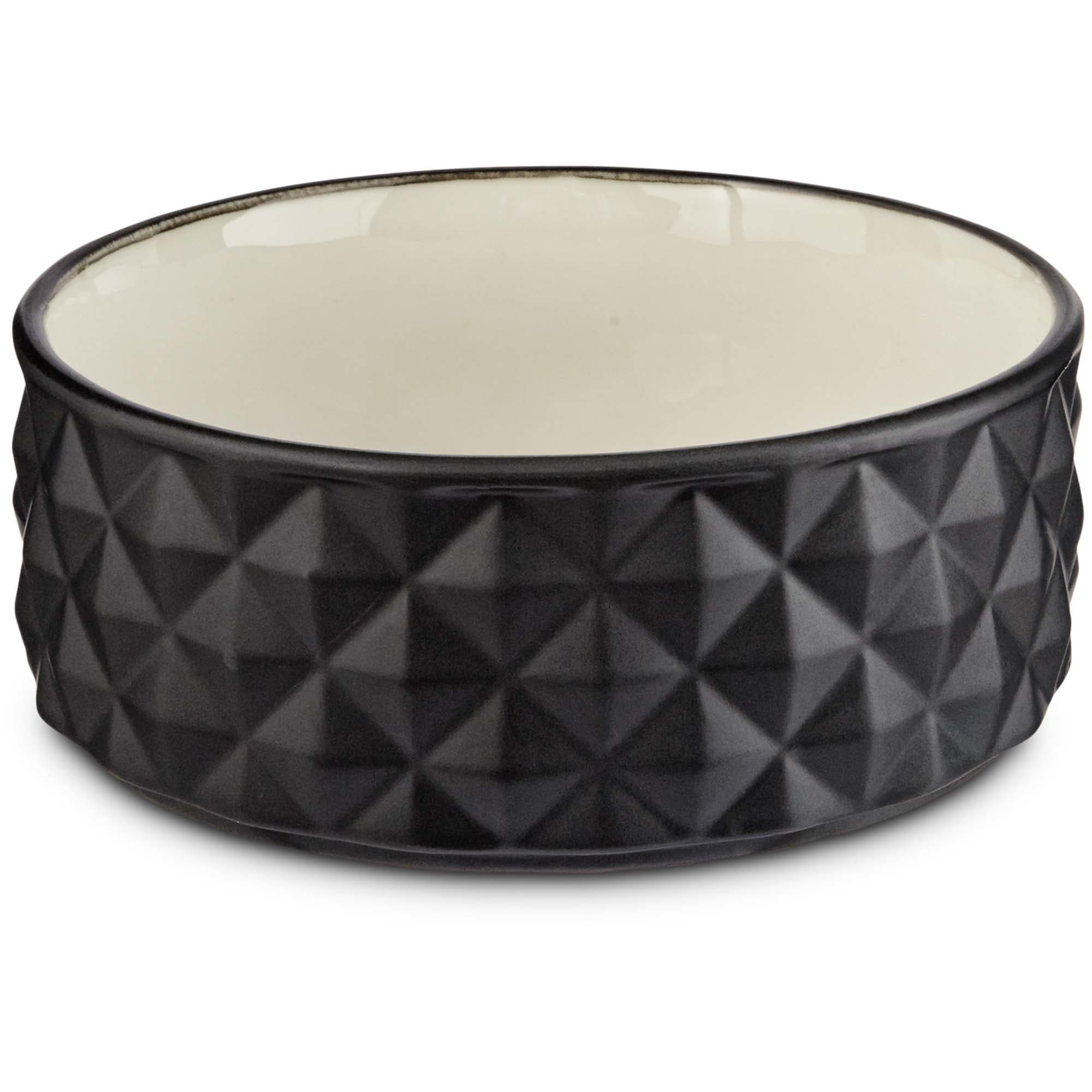 black ceramic dog bowl