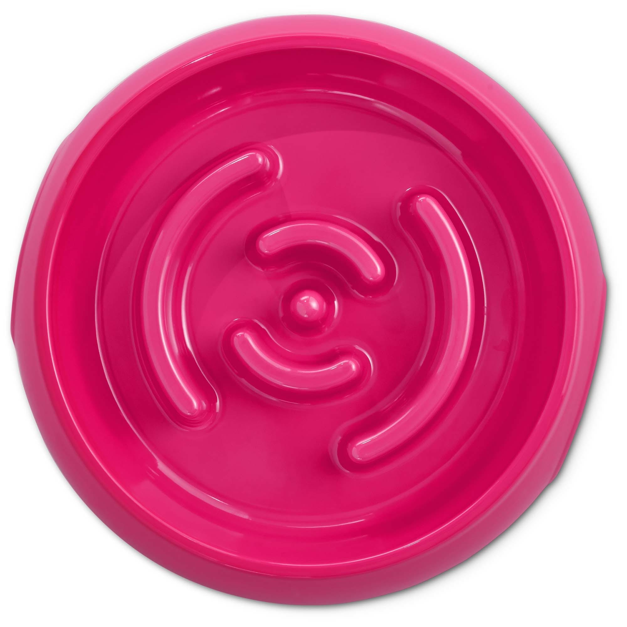 Harmony Pink Plastic Slow Feeder Dog Bowl, Large