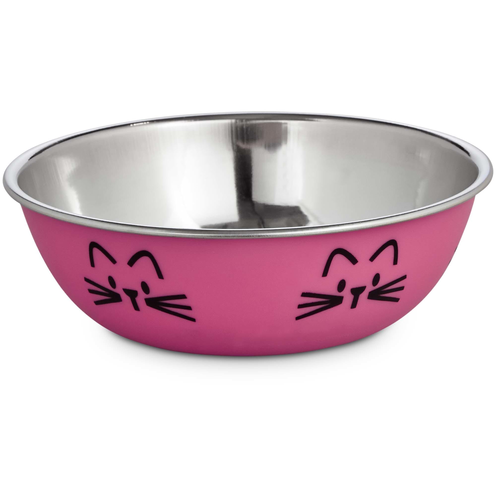 pink cat food bowls