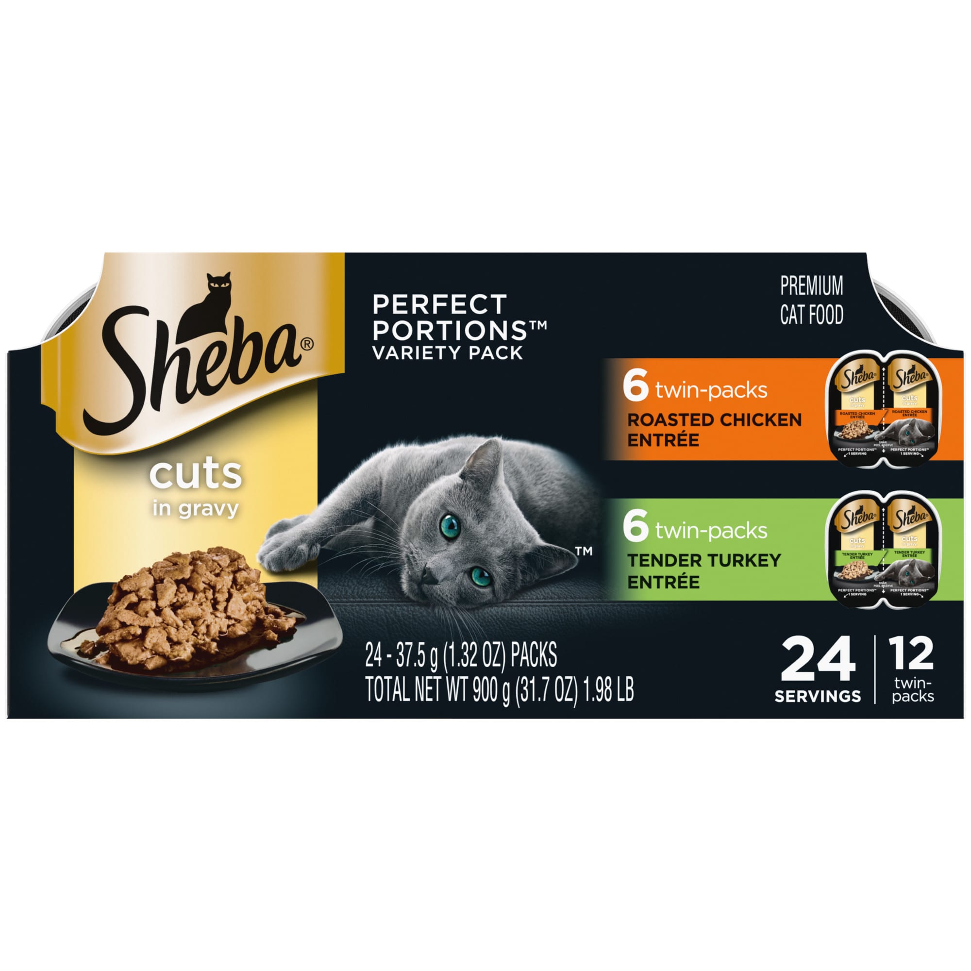 Sheba Perfect Portions Multipack Cuts in Gravy Roasted Chicken and