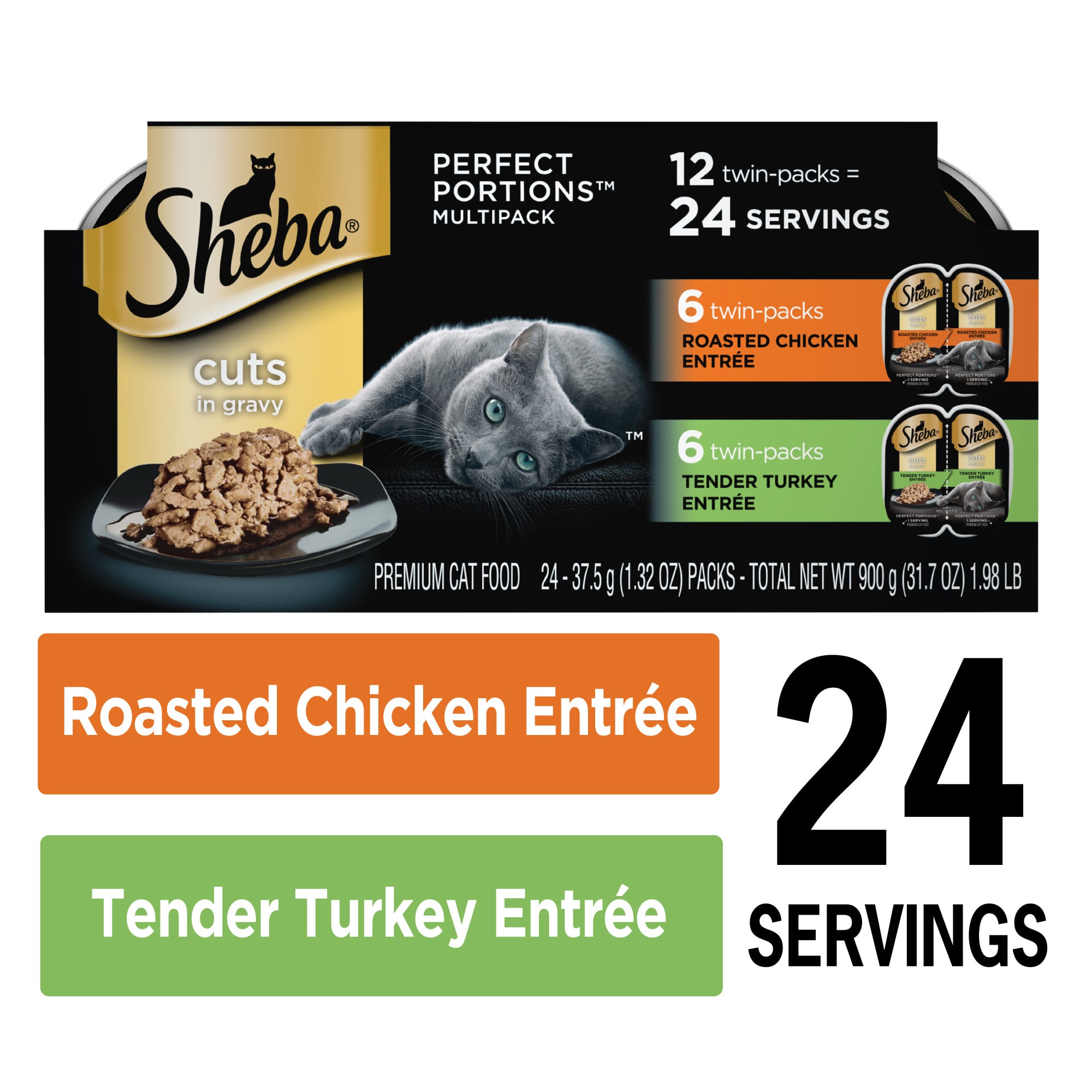 Sheba Perfect Portions Multipack Cuts in Gravy Roasted Chicken and