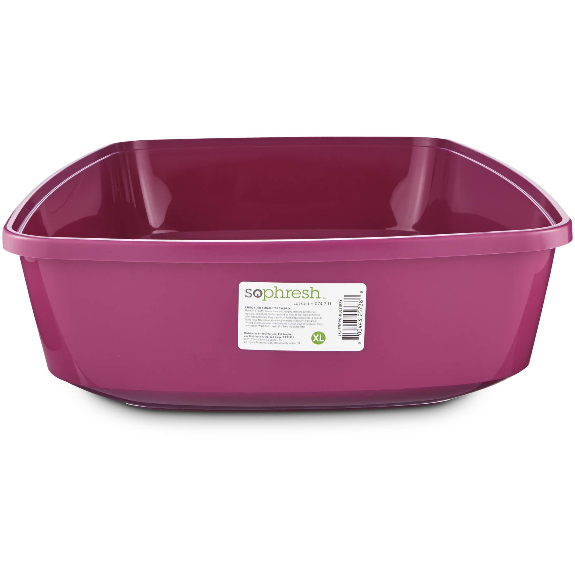 pink covered litter box