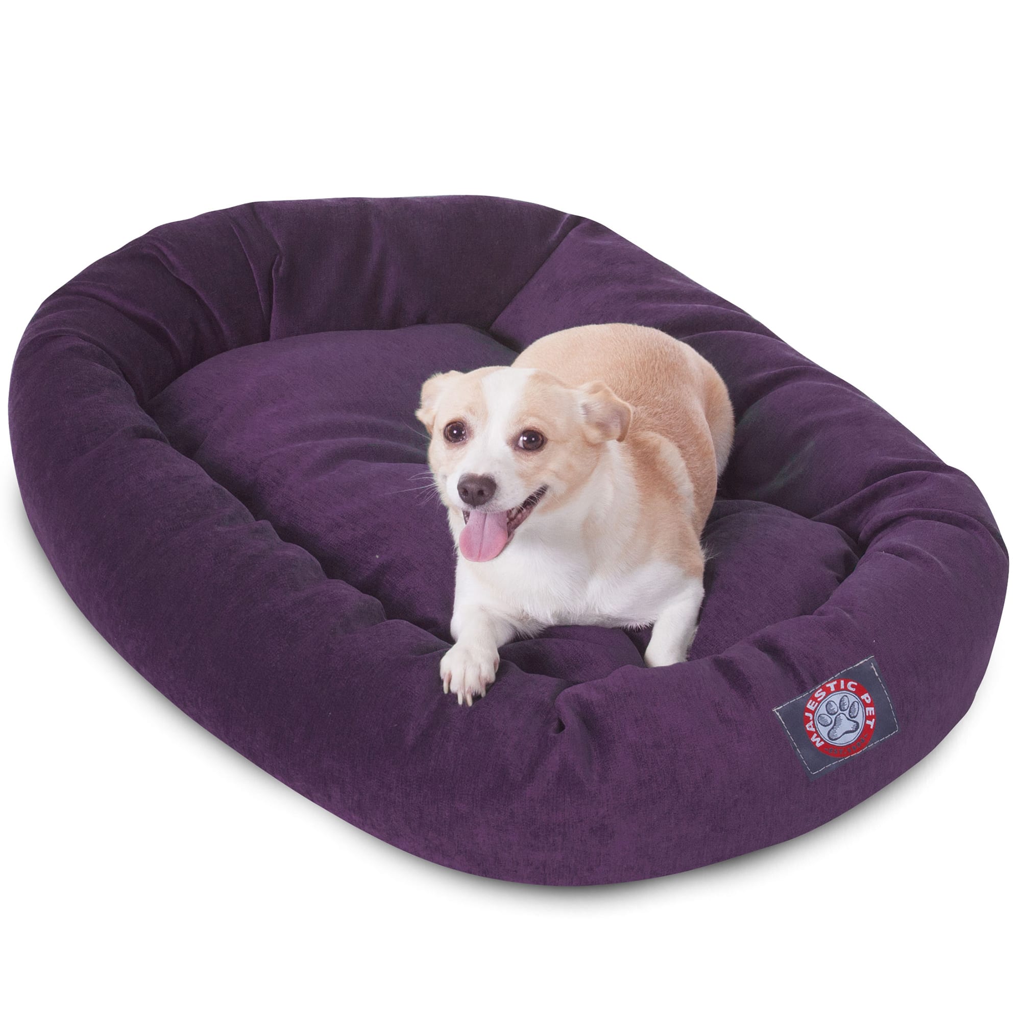 Majestic Pet Aubergine Villa Collection Micro-Velvet Bagel Dog Bed, 32